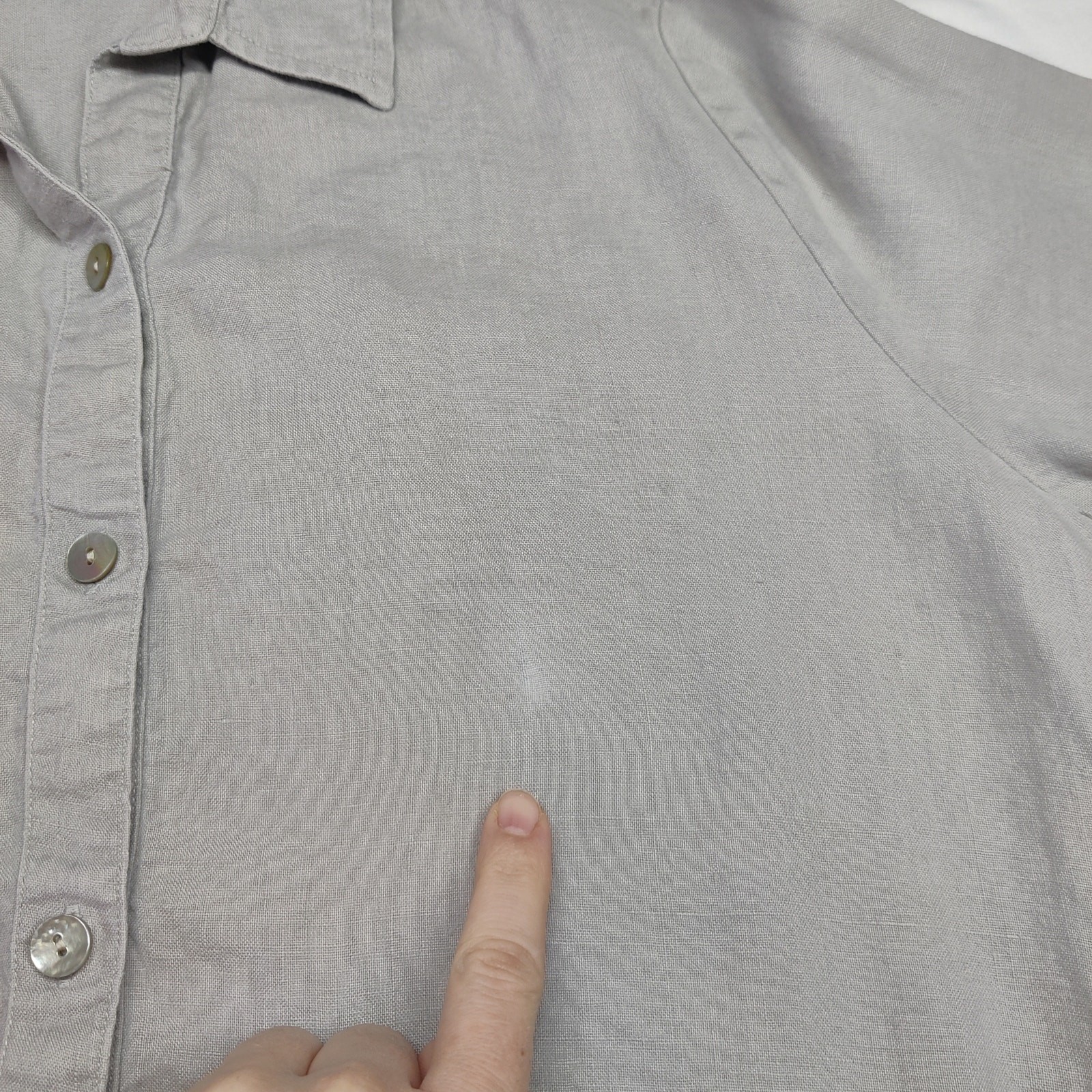 Apropos 100% Linen Button Up Shirt Taupe Gray Medium Neutral Coastal Minimalist