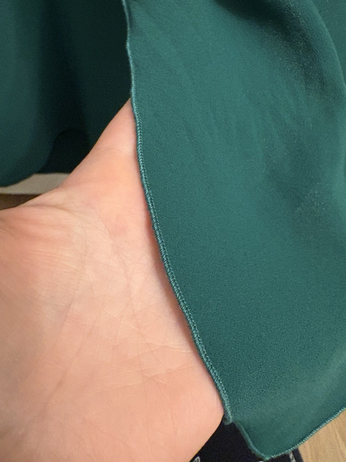 SeeByChloé Deep Pine Green Slit Sleeve Chiffon Blouse Pleated Shoulder Size 44