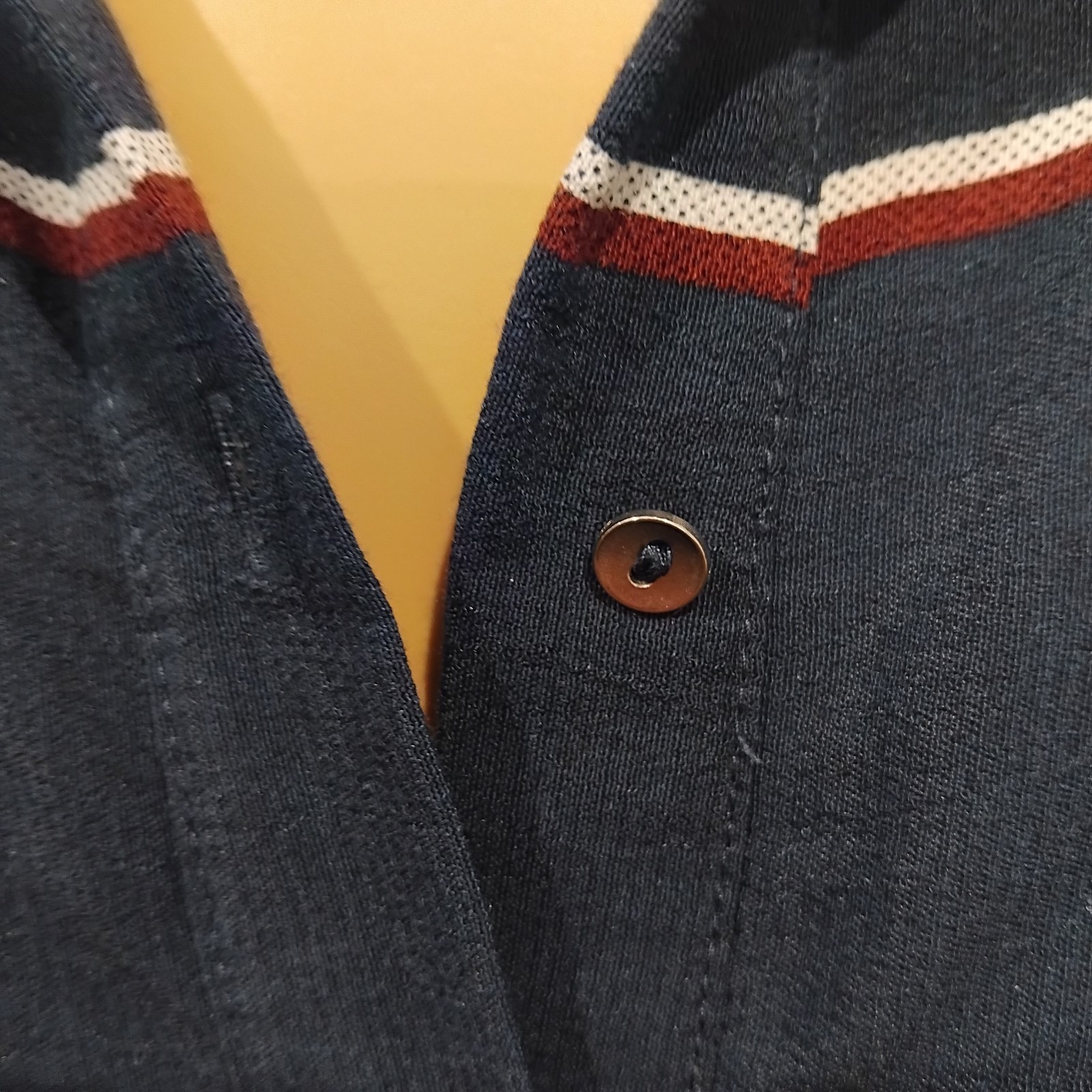M&S Collection Collared long length Shirt Blouse Size 10 Navy Red White