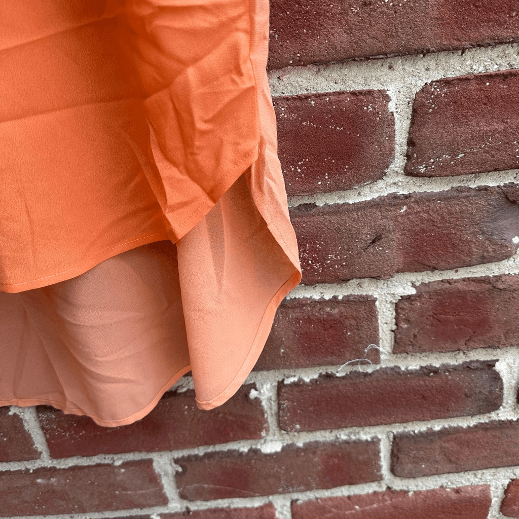 MINKPINK Oversized Button Front Shirt Orange High Low Boxy women’s Medium NWT