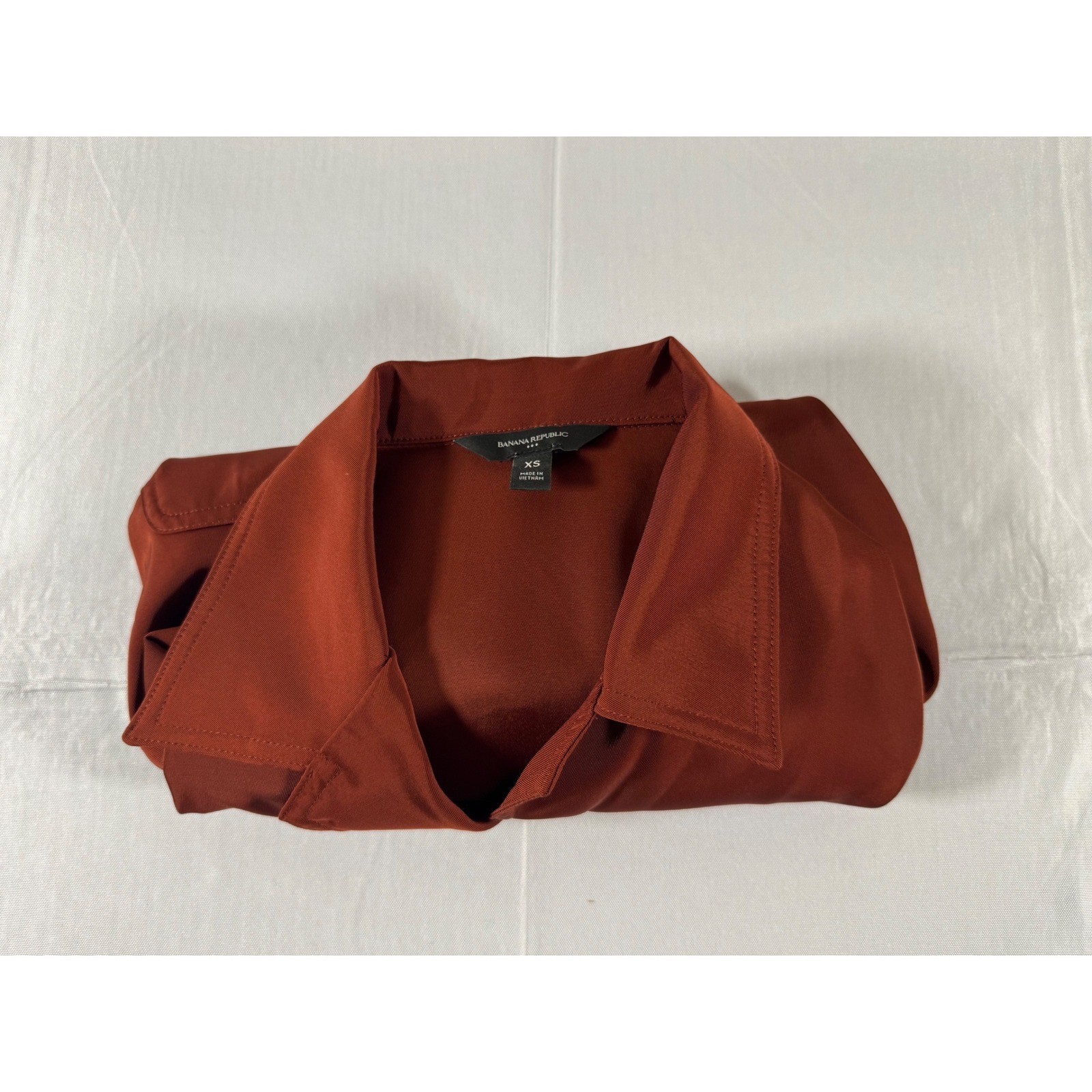 Banana Republic Womens XS Rust Copper Twill Long Sleeve Utility Blouse Top