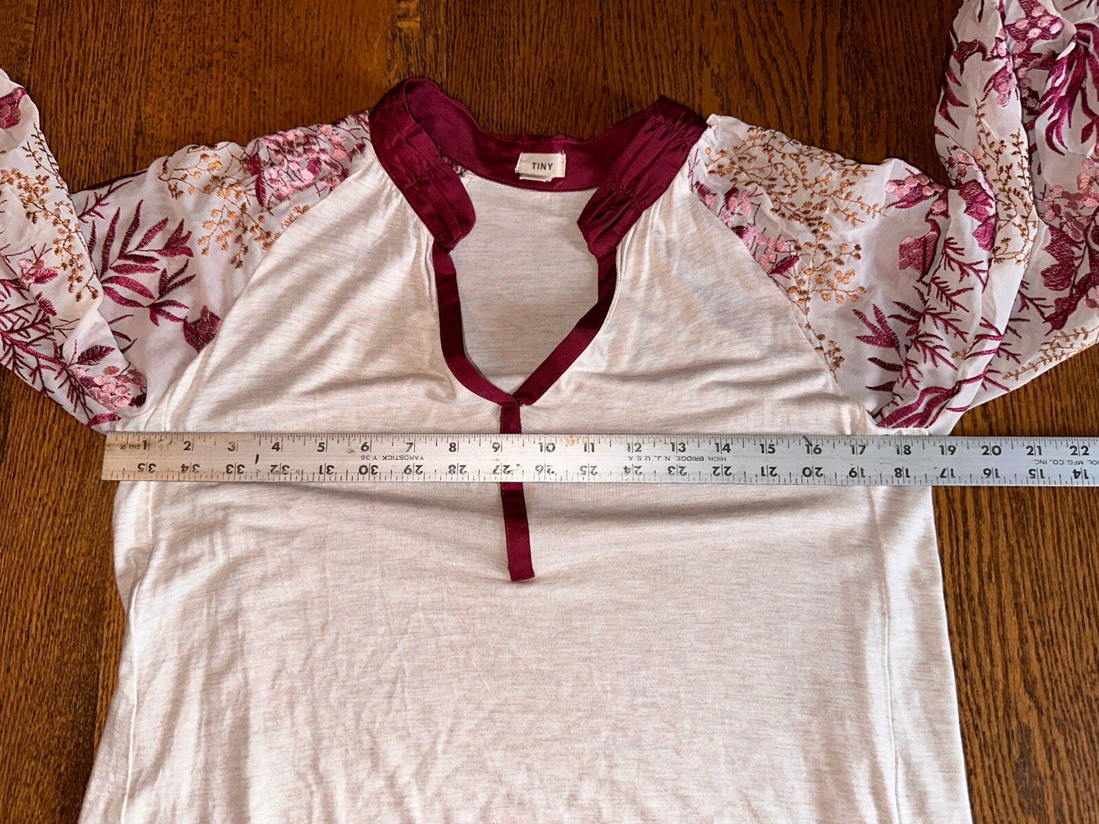 Anthropologie Tiny Floral Heavily Embroidered Bishop Puff Sleeve Boho Shirt XS