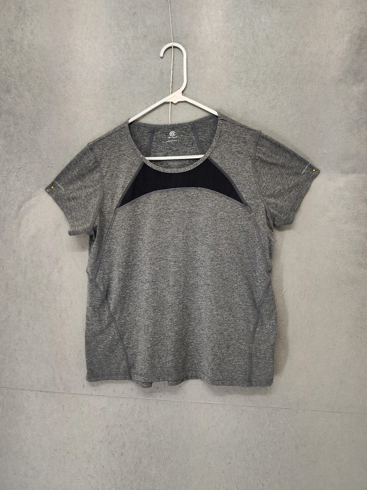 Champion Shirt Womens Large Gray Athletic Performance Short Sleeve Mesh Panel