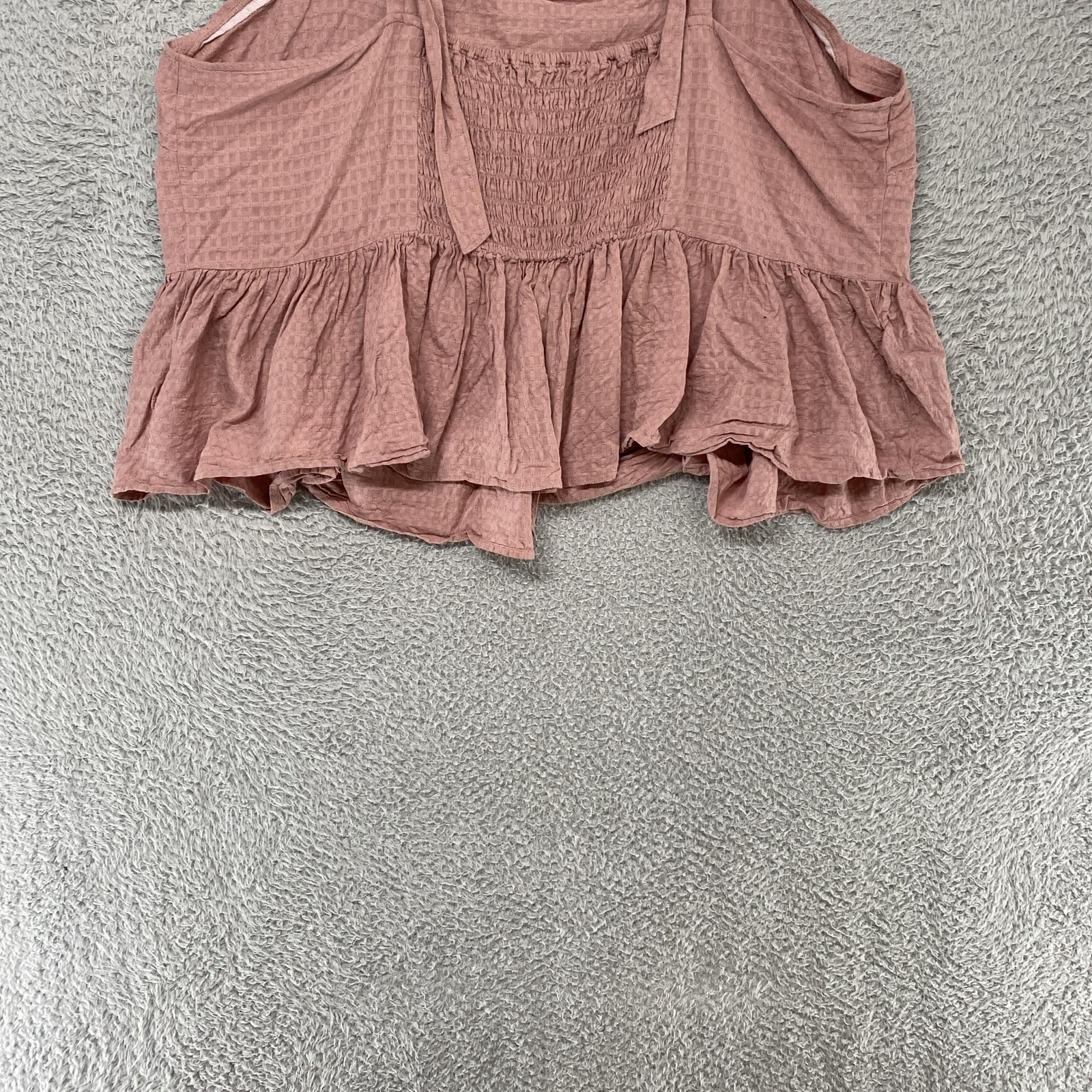 Madewell Tank Top Womens 3X Pink Tie Strap Peplum Ruffle Hem Summer Mauve Smock