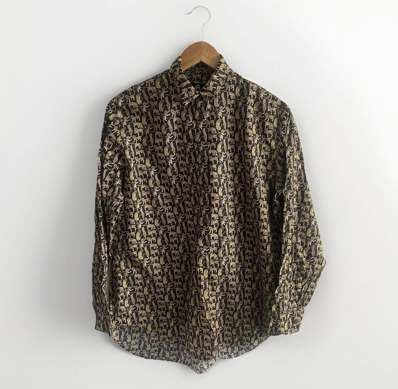 PS Paul Smith Shirt Blouse Womens Large 38 Black Animal Print Leopard