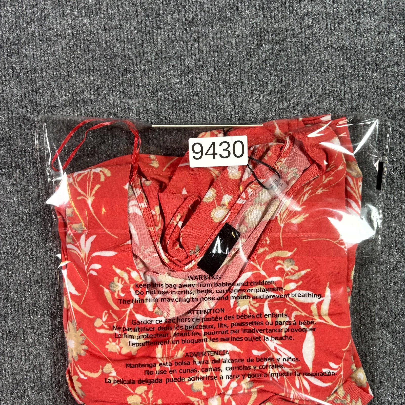 Tahari Blouse Women’s XL Coral Pink Floral Flutter Ruffle Sleeve Summer Top NWT