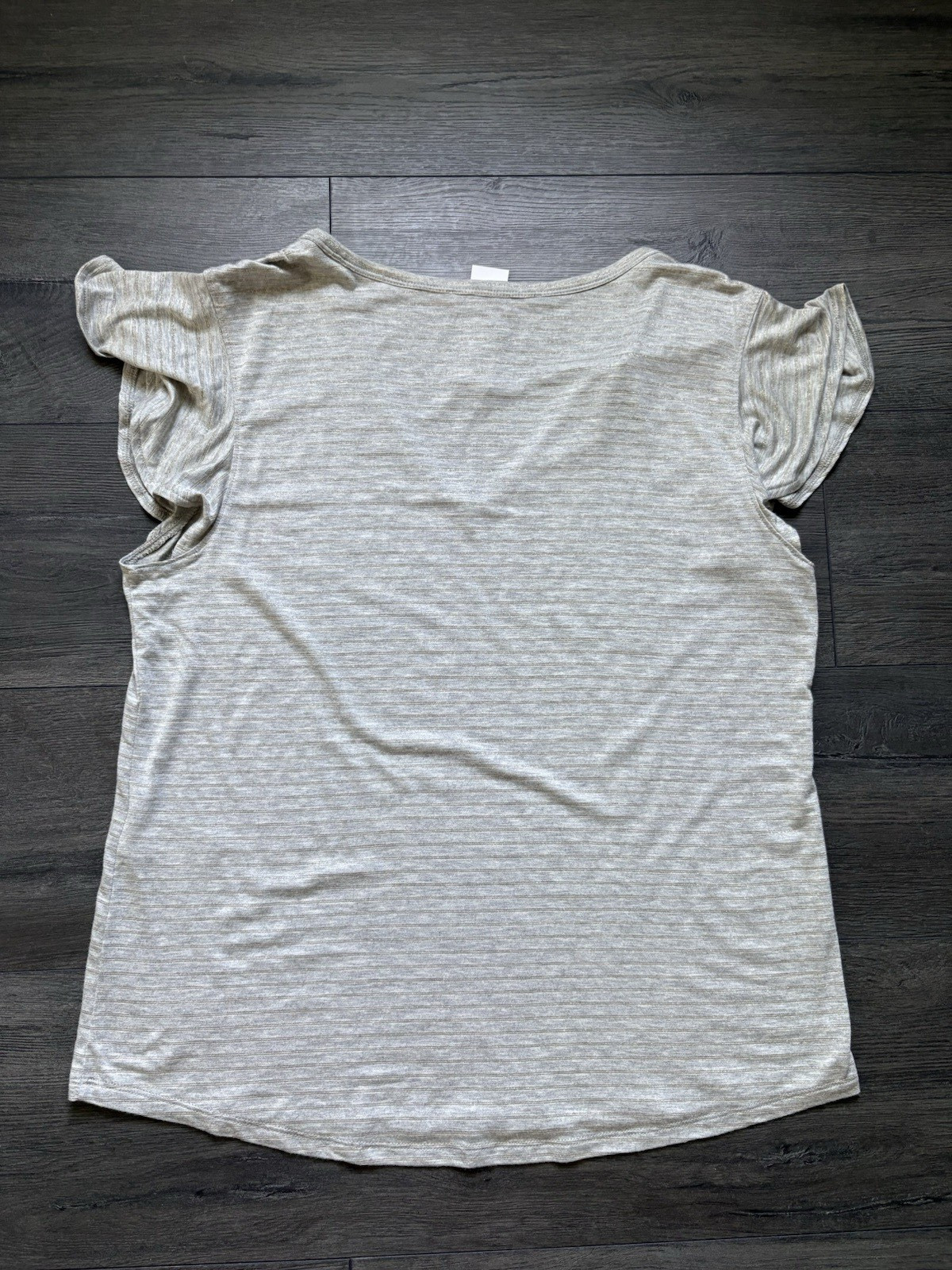 White House Black Market Short Sleeve Glamgetter Tee Gray/Gold Stripe Large NWT