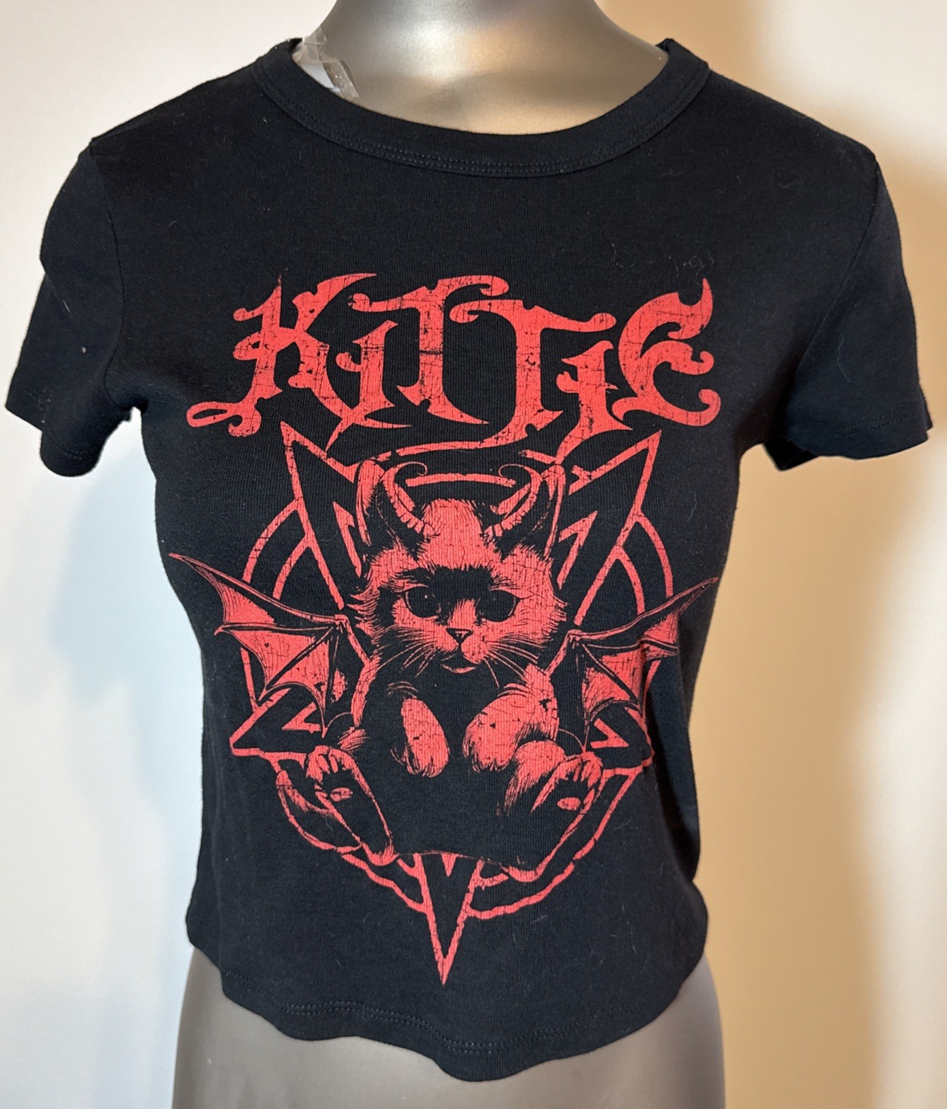 Kittie Band NU Metal Cropped T Shirt M Medium Hot Topic Sold Out Black Red Top