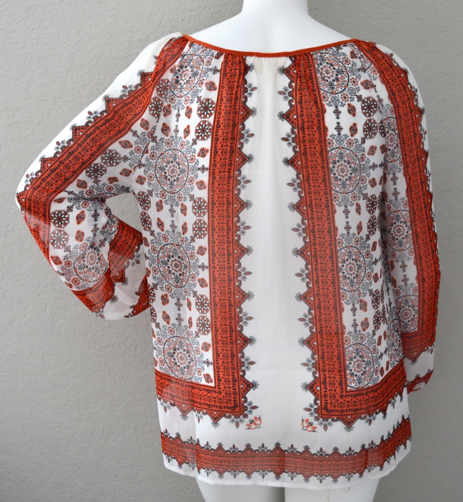 Perch by Blu Pepper Boho Tunic Top Blouse White & Orange Plus 1XL 2XL 3XL – New!
