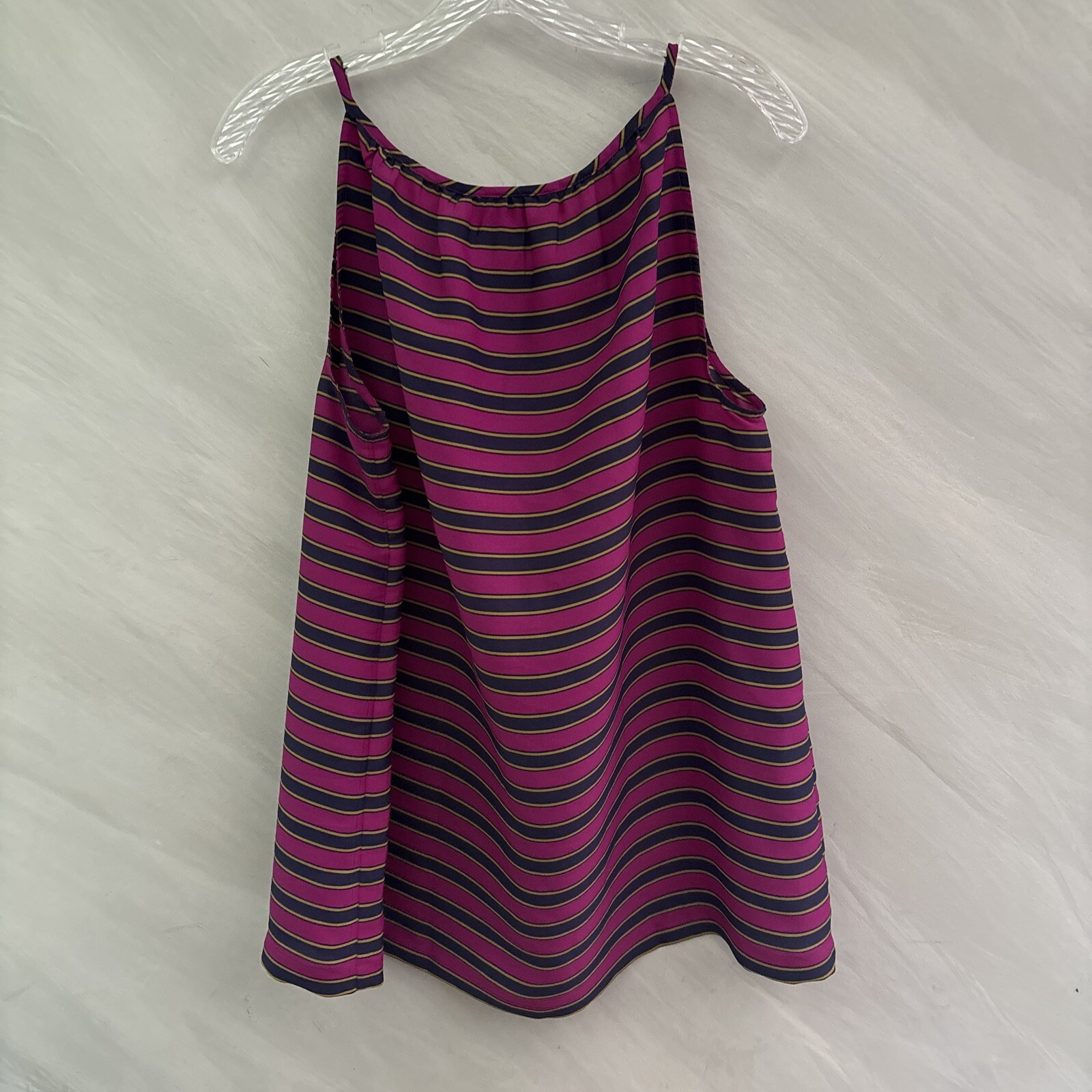 Ann Taylor Loft L Pink, Purple, Green Stripped Spaghetti Strap Blouse