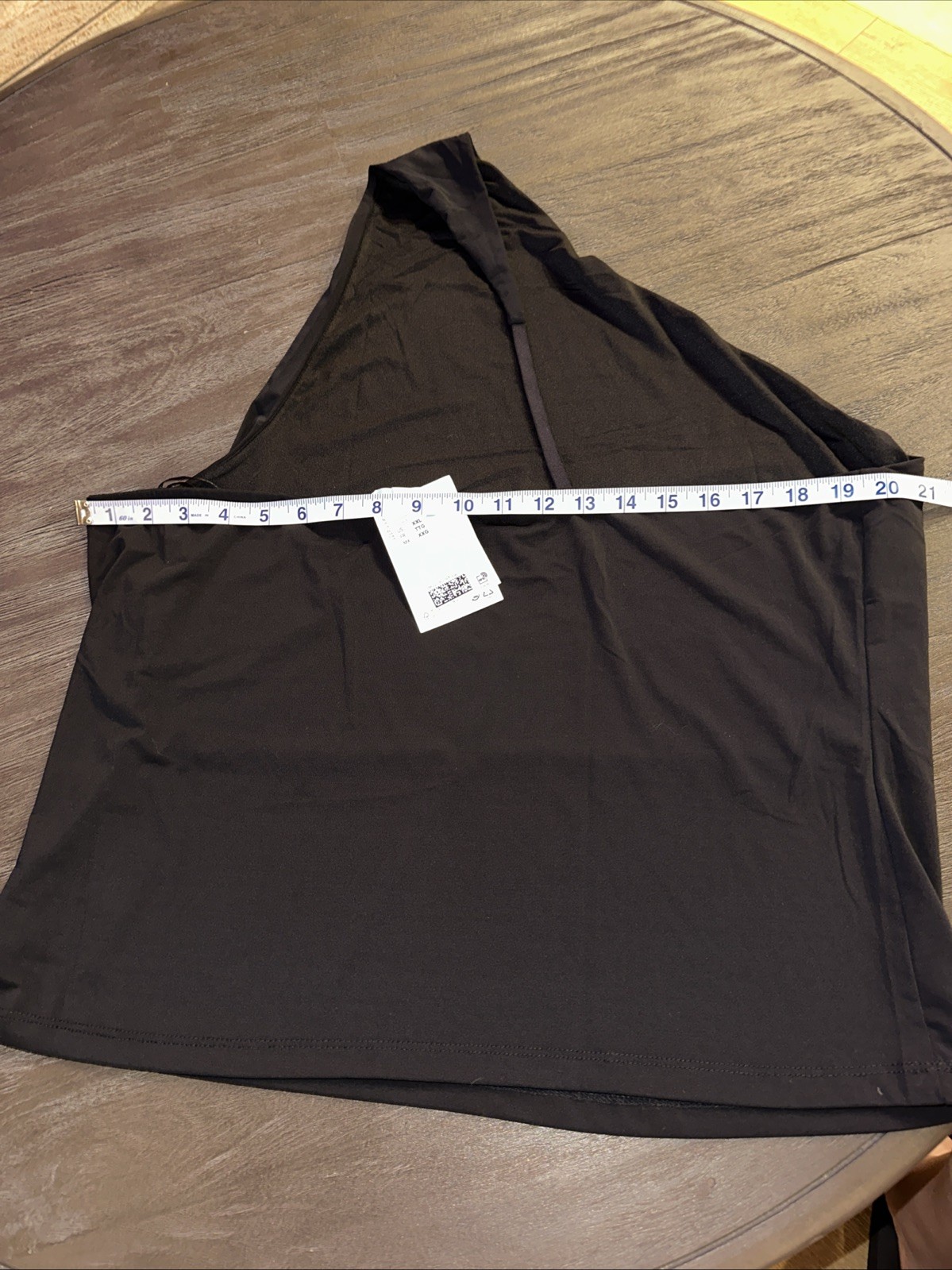 NWT H&M black asymmetrical top, single wide shoulder strap, fitted XXL