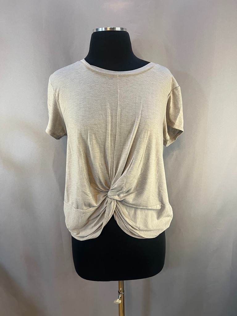 C9 by Champion Twist Knot Tee Womens M Beige Athleisure Minimalist Clean Girl