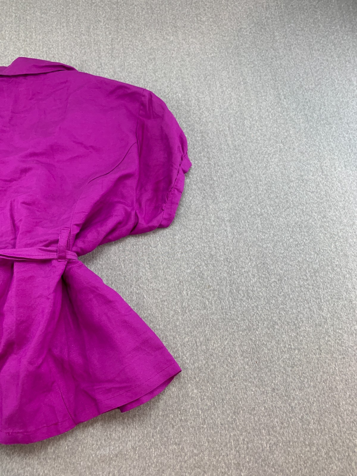 Sherry Taylor Puff Sleeve Jacket Blouse Womens Plus 2X Fushia Belted Career Cool