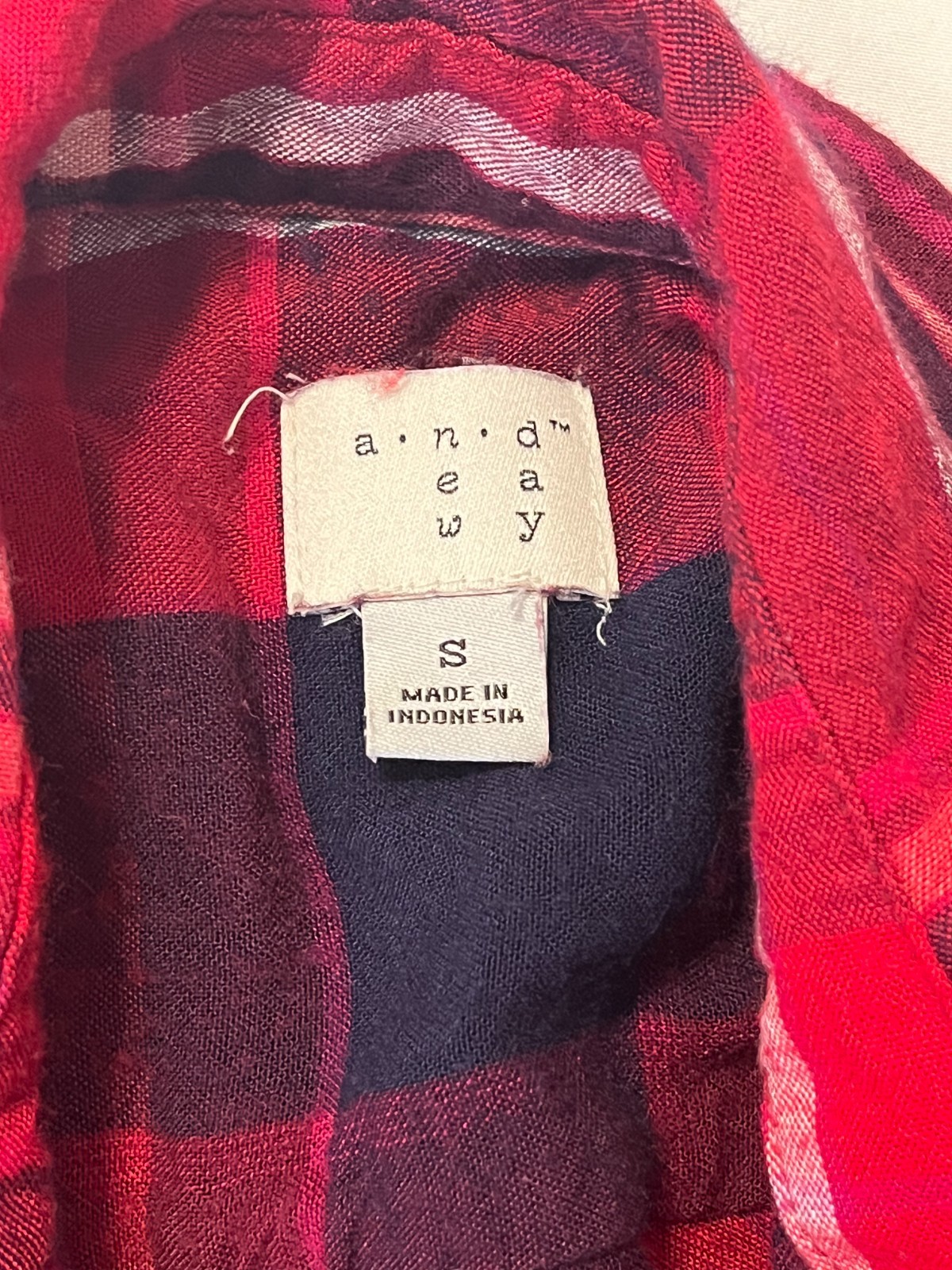 A NEW DAY Red Plaid Flannel Button Up Shirt Womens Small Autumn Americana Cabin
