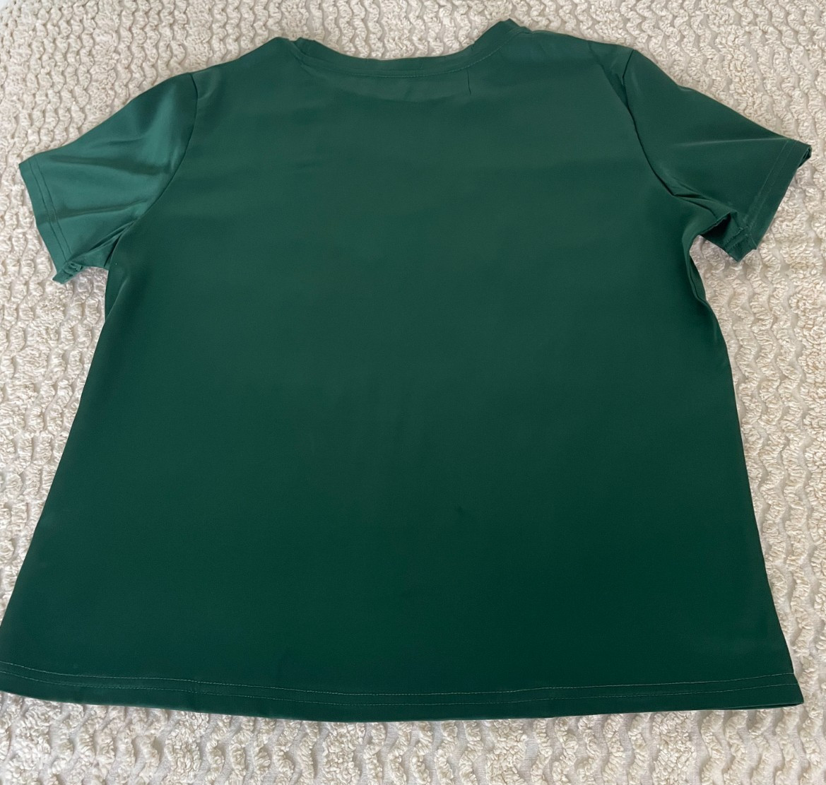 Soft smooth dark green women’s silk tee, L (14)