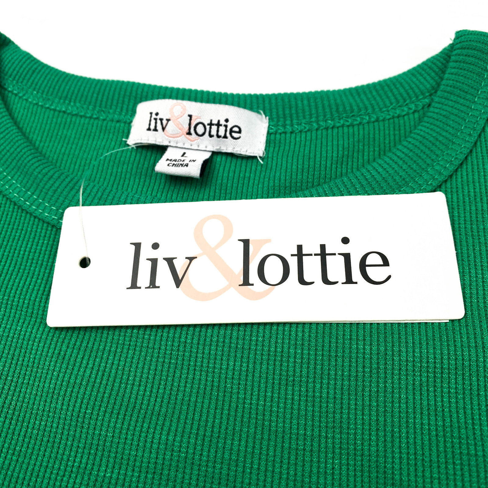 Liv & Lottie Womens Juniors Size L Rib Tee ‘California 1979’ Green