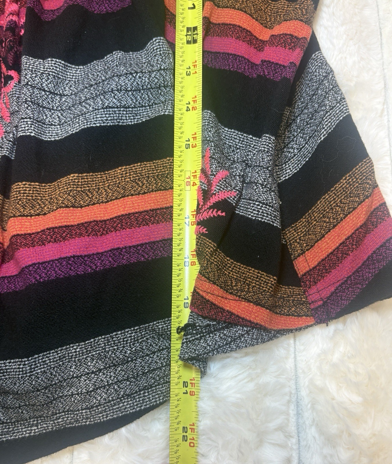 Boho Free People Swing Tank Top Women’s Medium Black Stripe Embroidered Cutout