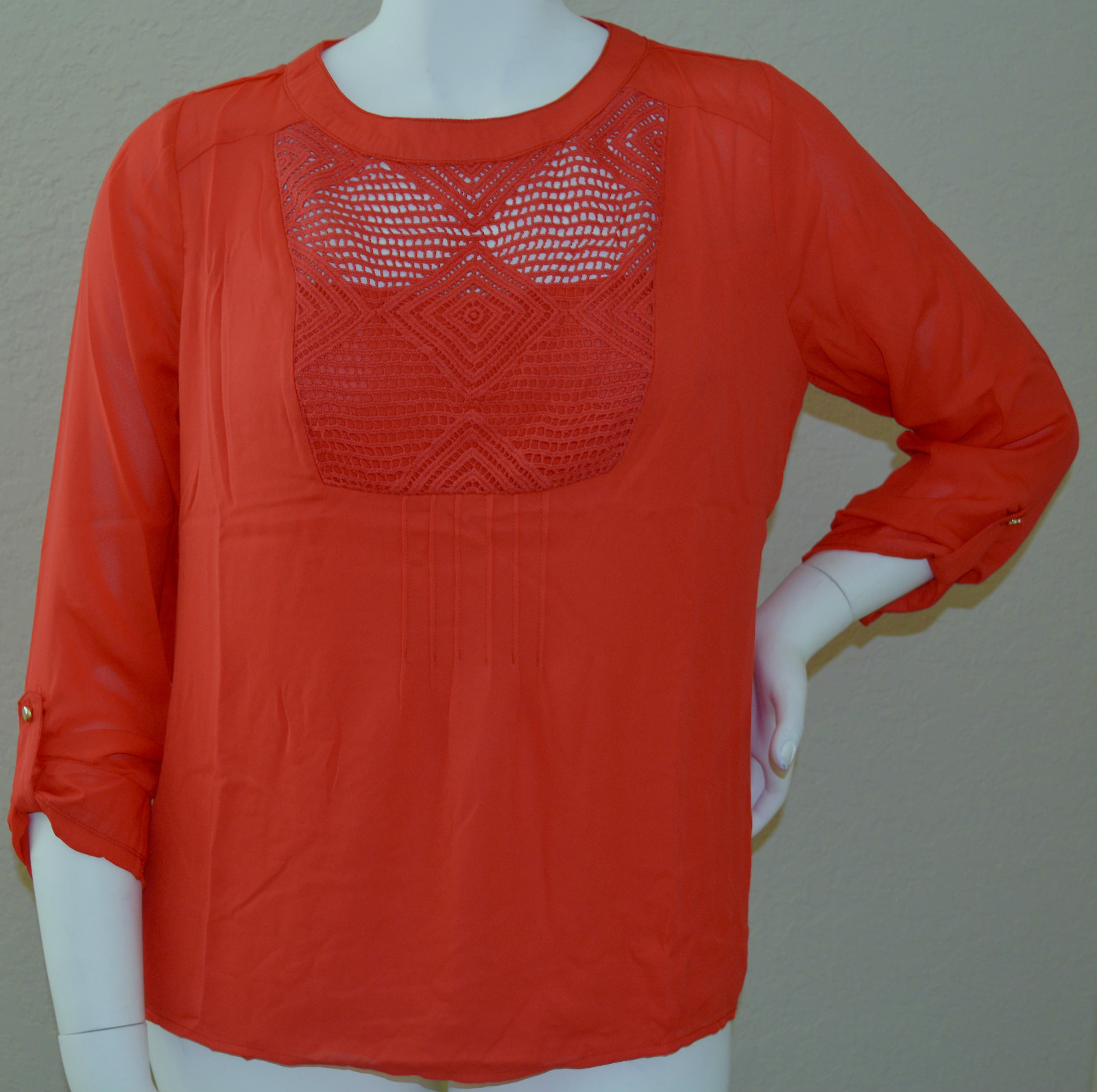 Sistar USA Red Crochet Inset Top Blouse Plus 1XL 2XL 3XL – New!