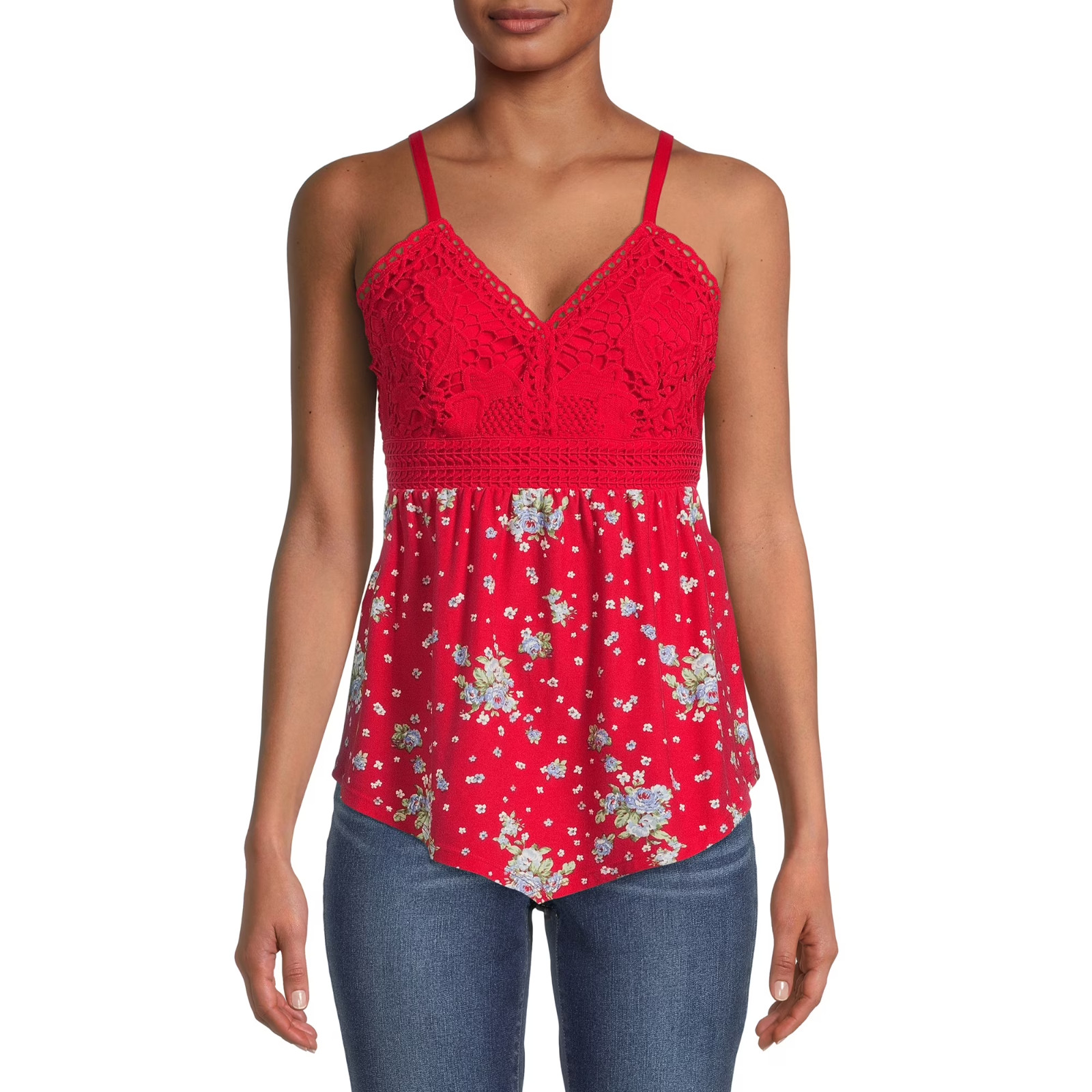 No Boundaries Juniors’ Red Lace Babydoll Top Size XXXL (21)