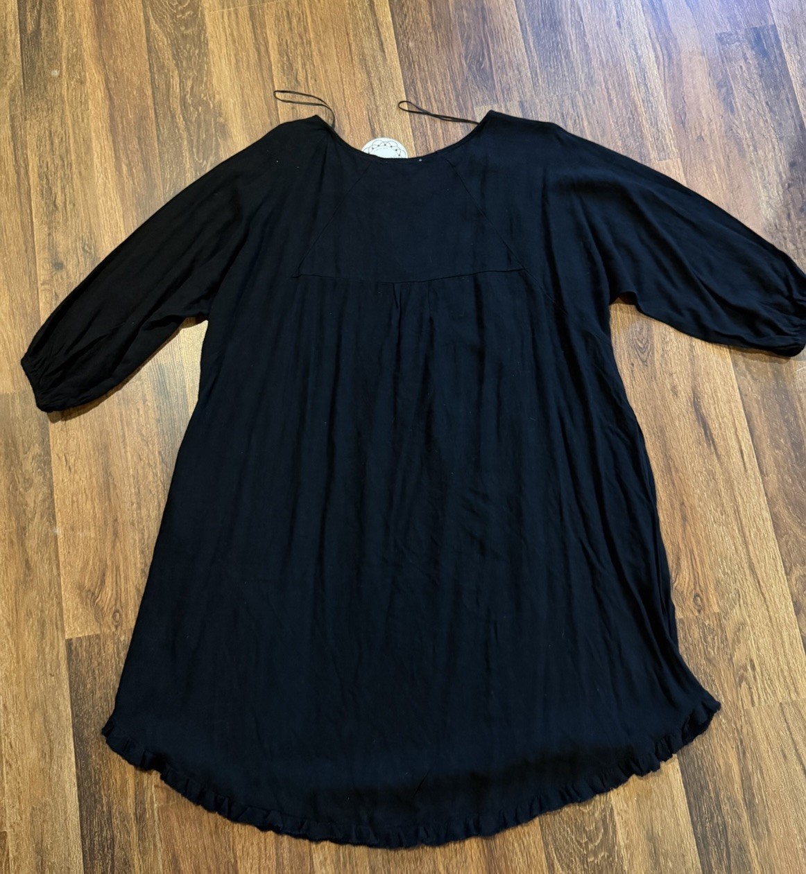 UMGEE Black Solid Round Neck 3/4 Sleeve Pullover Dress Plus 1X New w/ Tags