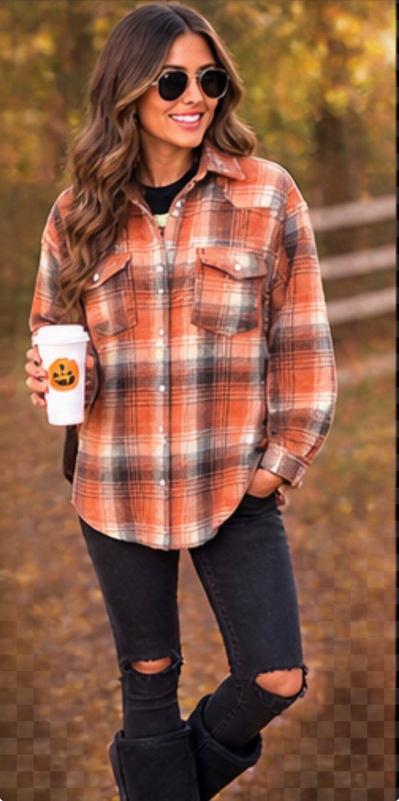 Fantastic Fawn Rust-Orange Plaid Soft Brush Button-Down Shirt / Shacket