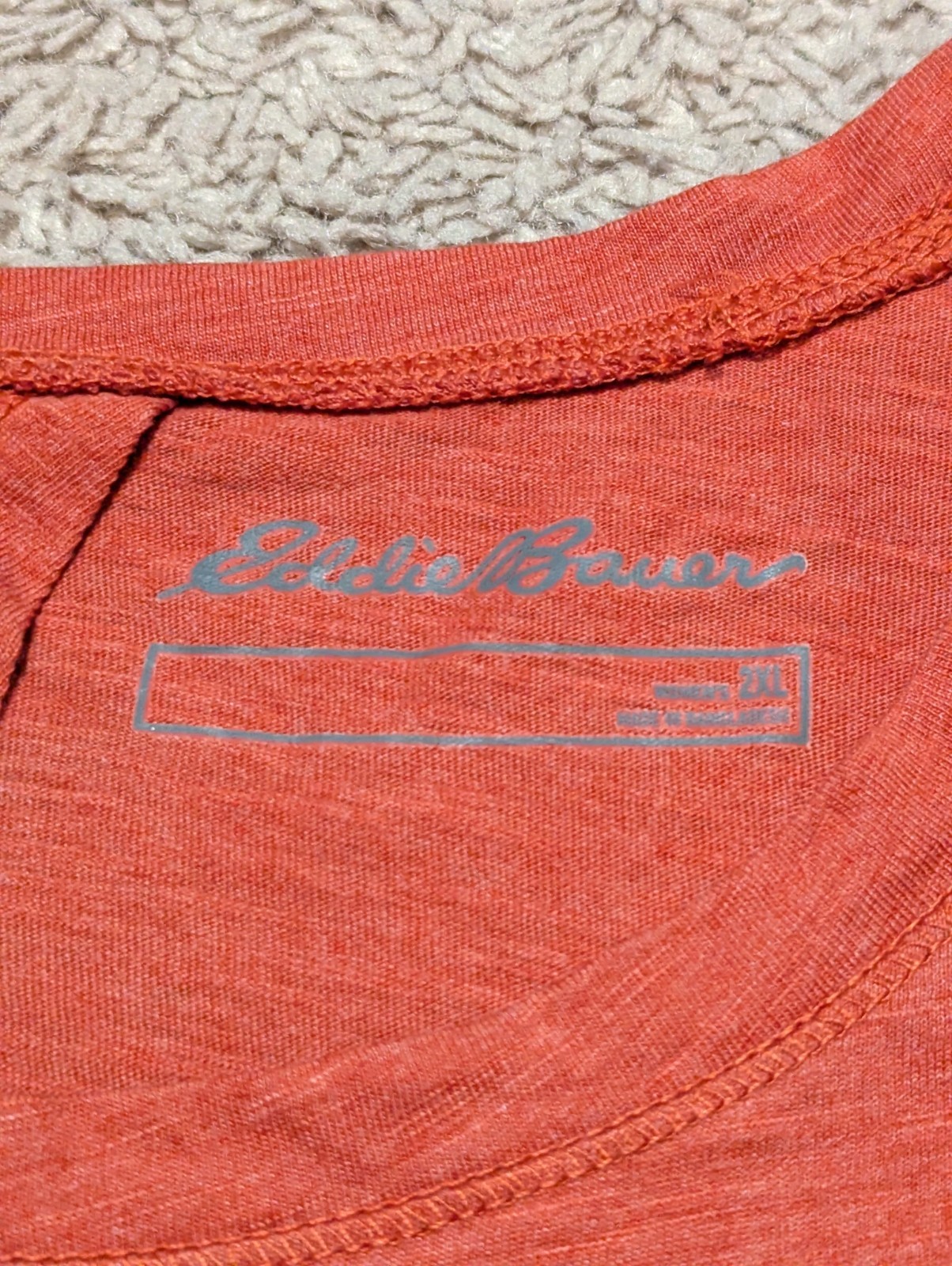 Eddie Bauer Tryout Knit Tee Womens Sz 2XL Short Sleeve Cut Out Orange Workout