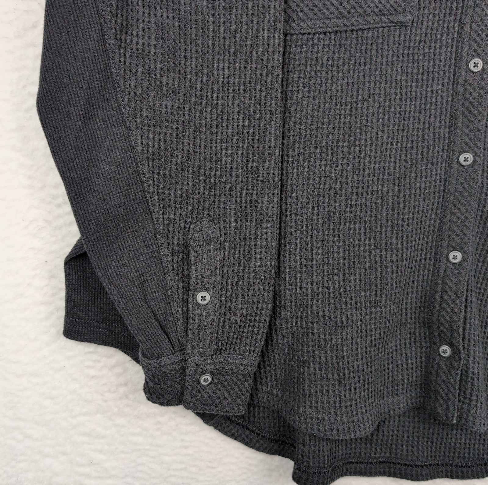 Aerie LumberJane Waffle Shirt Sz Medium Shacket Oversized Button Up Black