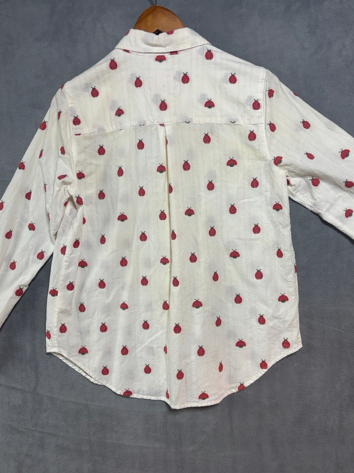 Anthropologie Maeve Classic Button-Down Ladybug Amal Medium Garden Nature