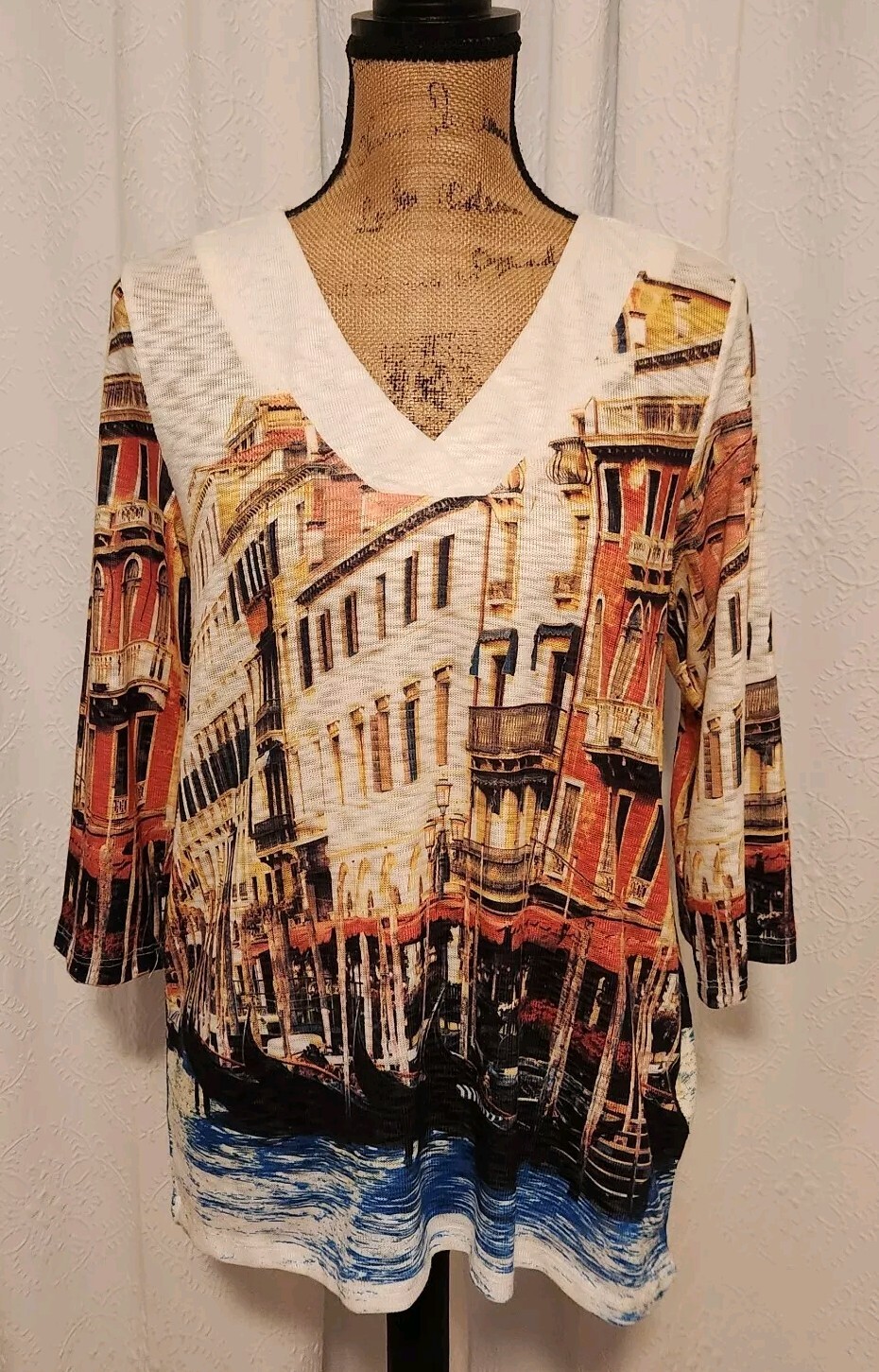 Thomas & Olivia Women’s S 3/4 Sleeve Knit Venice Print Tunic Top