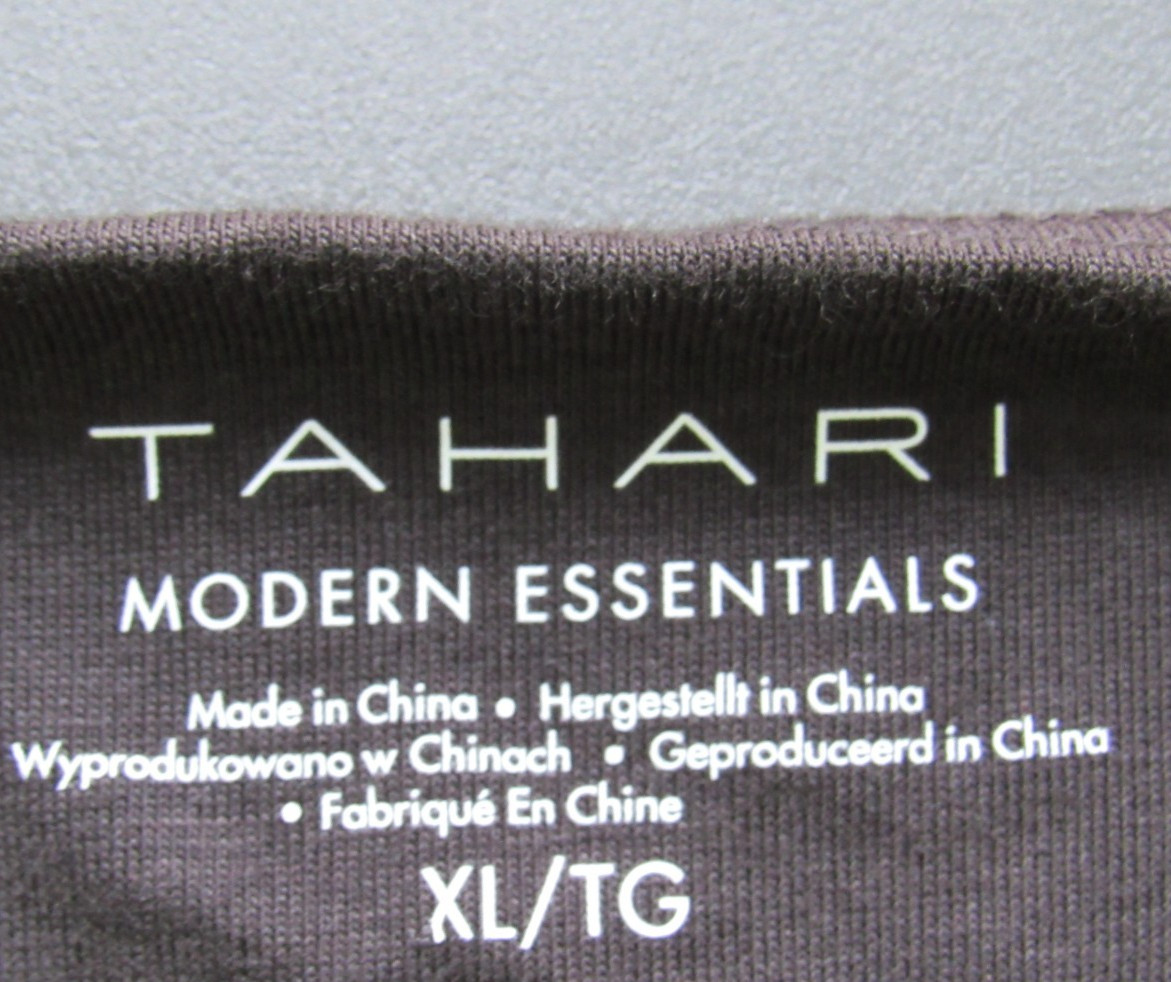 TAHARI Black Round Neck ELBOW SLEEVE Lined Tee Shirt Top Size XL NWT