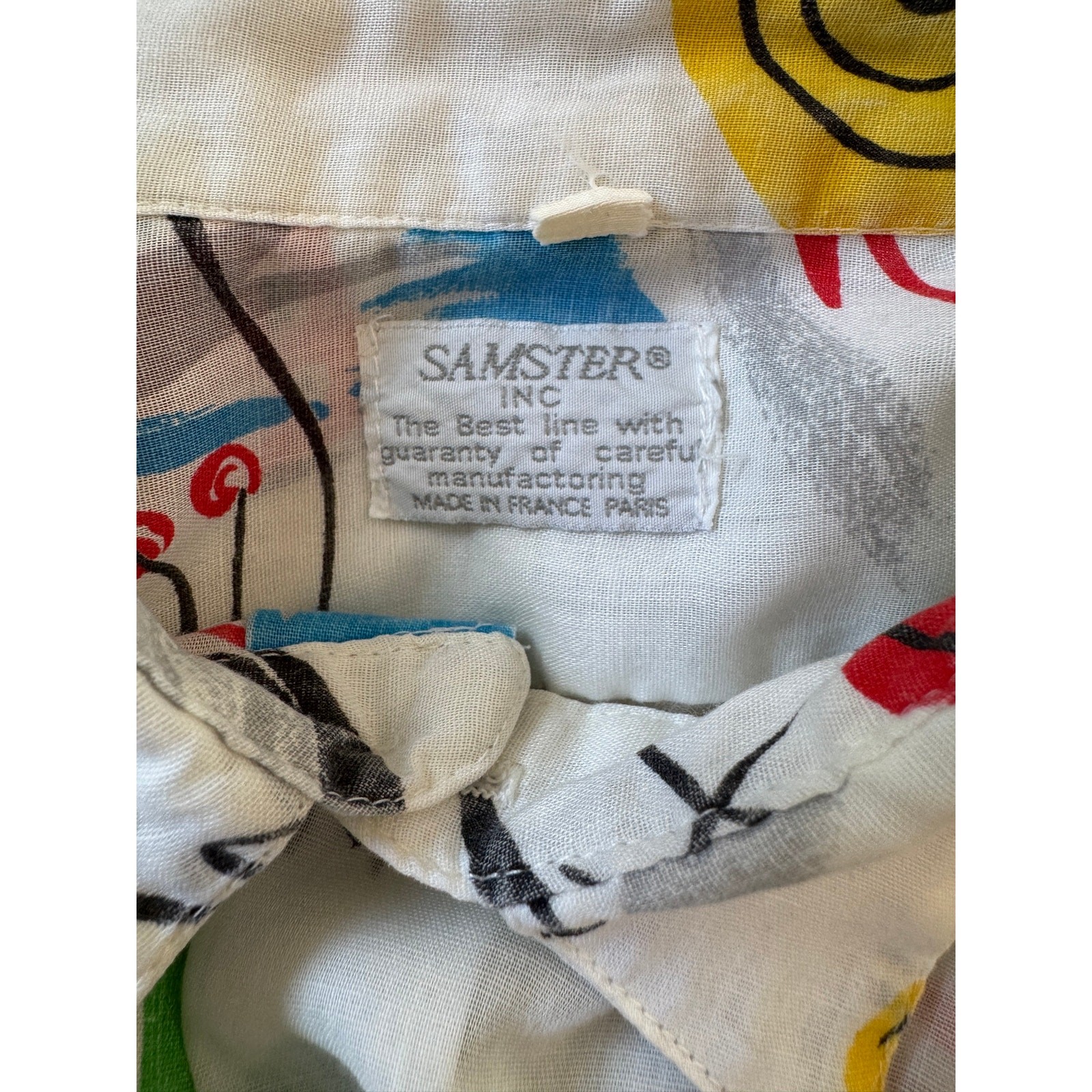 Vintage ‘80s Samster Music-Themed Button Front Blouse Made in Paris