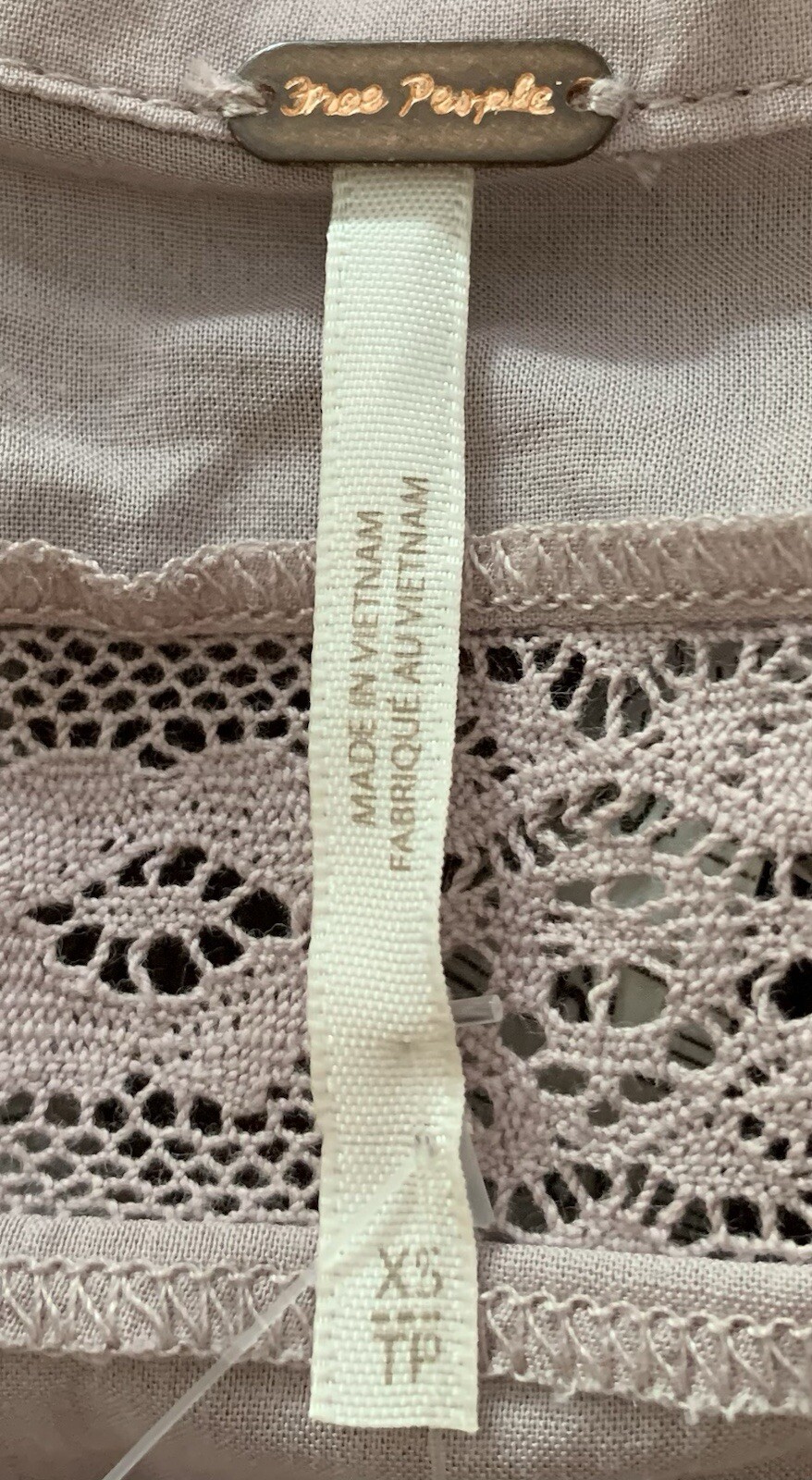 Free People Esme Button Up Top Boho Crochet Romantic Lavender Mauve NWT $128 XS