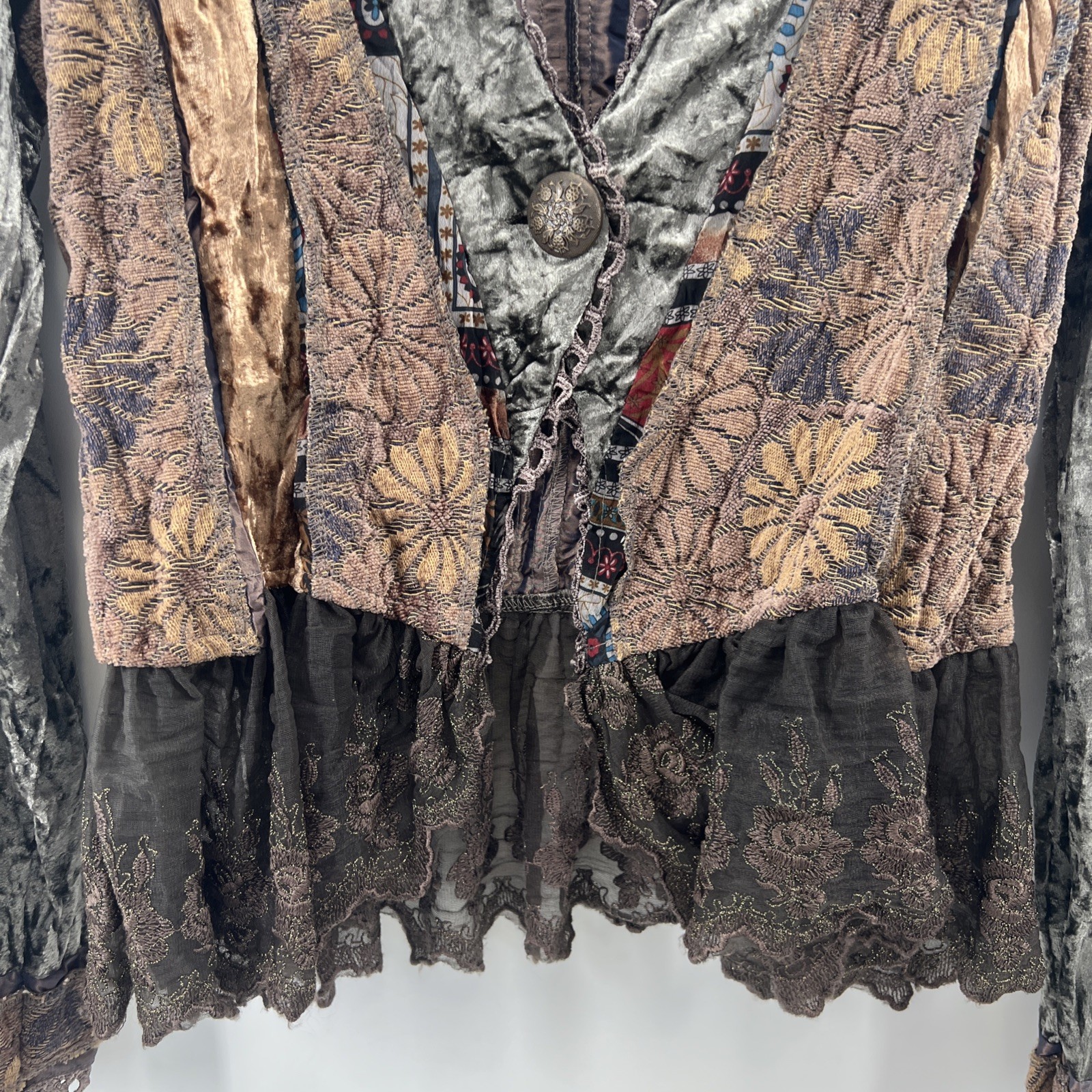 hazelhazelhazel Anthropologie Bolero M Whimsigoth Burnout Velvet Tapestry RARE!