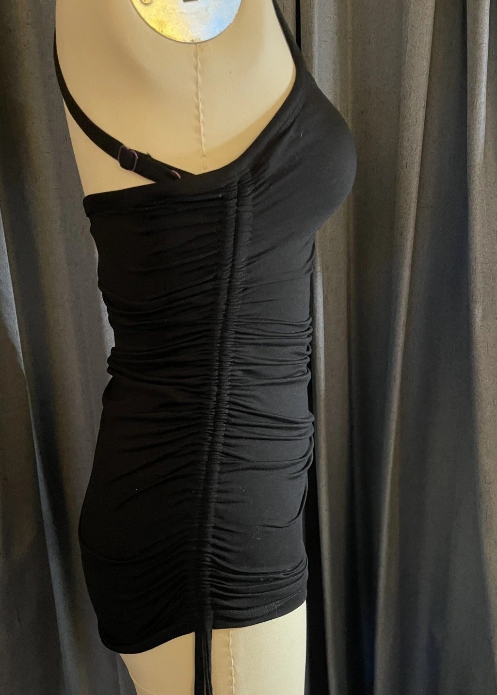 Unique ballet Inspired yoga top with sweetheart neck line and side tie ruching