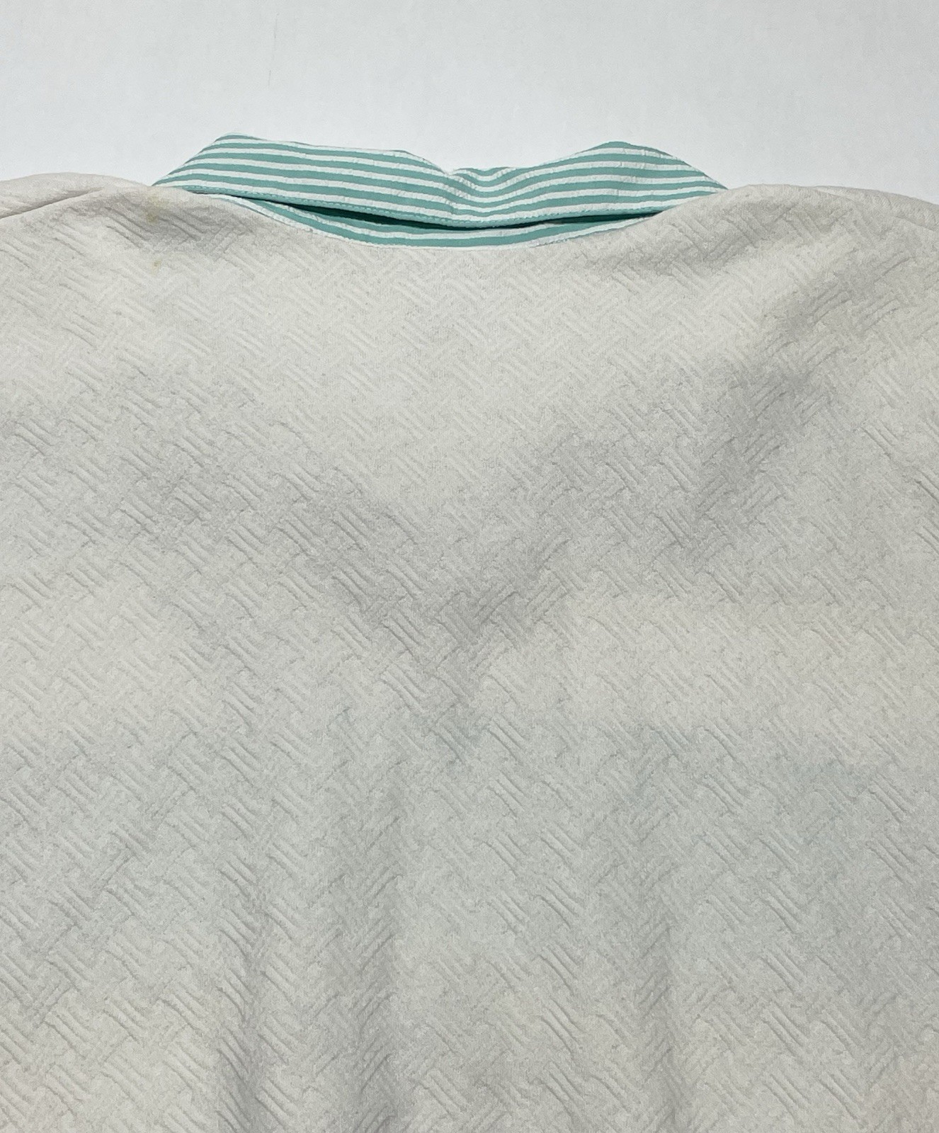 VTG Textured Knit Striped Floral Embroidered Banded Top L 80s 90s Grandma Spring