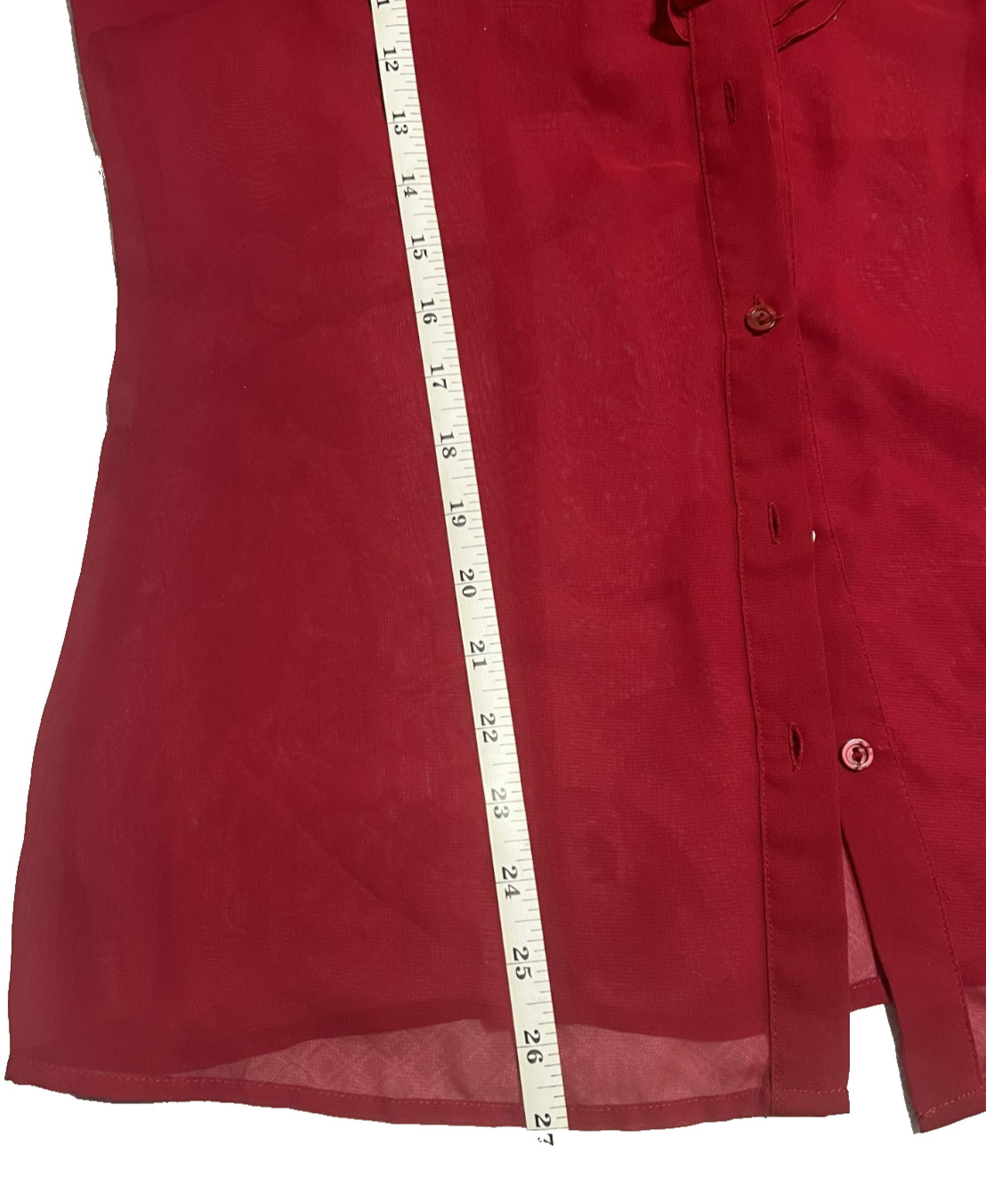 East 5th, Ladies Red Dressy Sheer Blouse M Classy Business