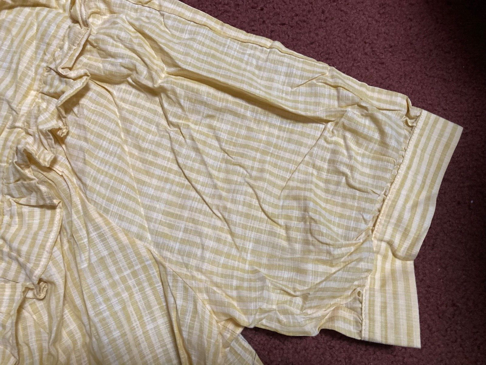Terra & Sky Women’s Top 2X 20W 22W Gold Plaid Ruffle Short Sleeve Plus Size NWT