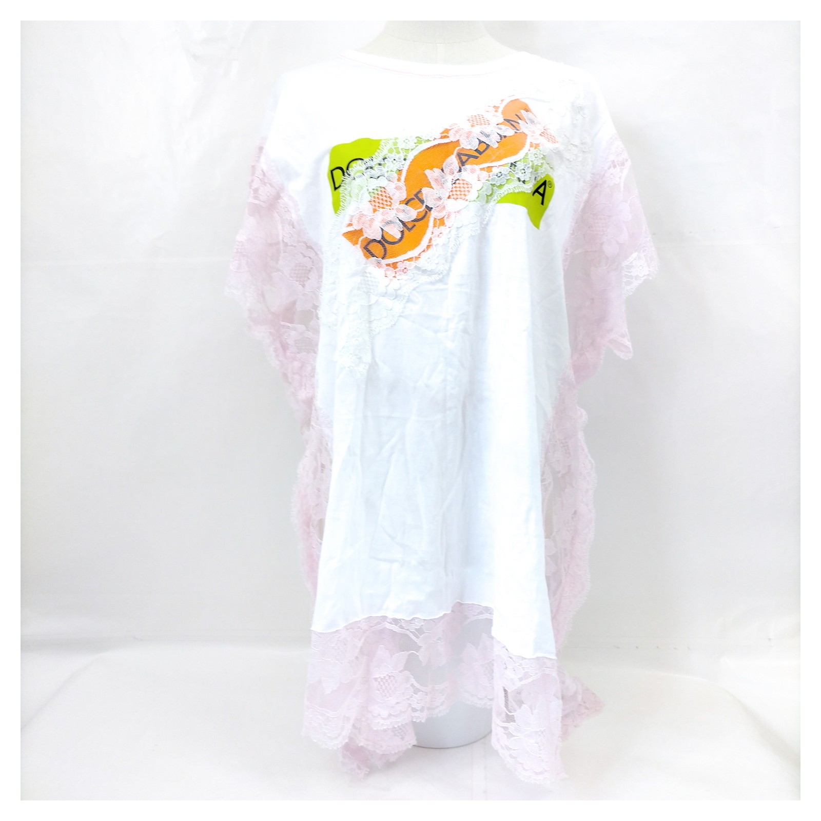 D and G Ladies Cotton Nylon Polyester Top White Pink Lace Size 44 Tops I 3968076