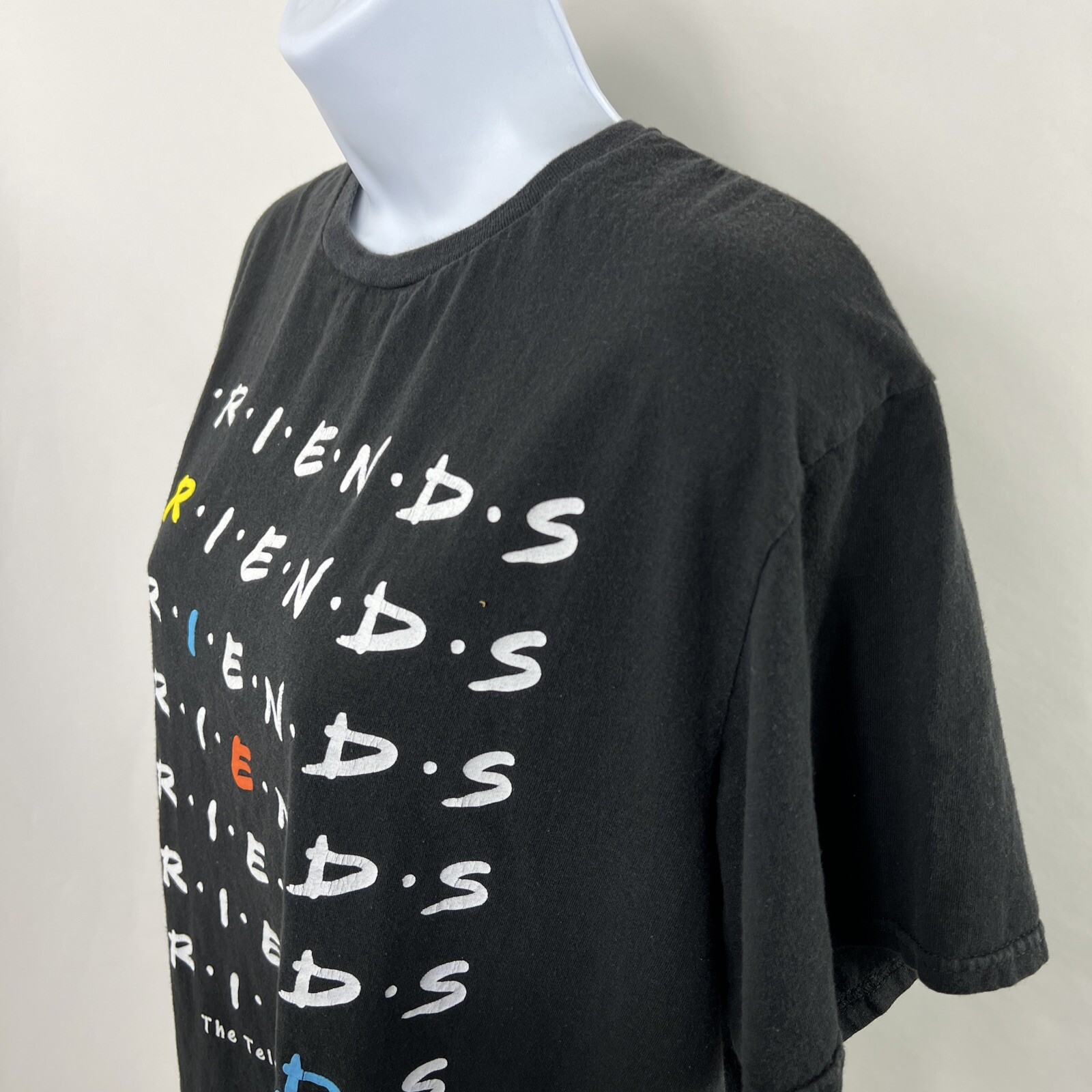 Friends T Shirt Large Black Short Sleeve Crew Neck Tee Womens 100% Cotton Jersey