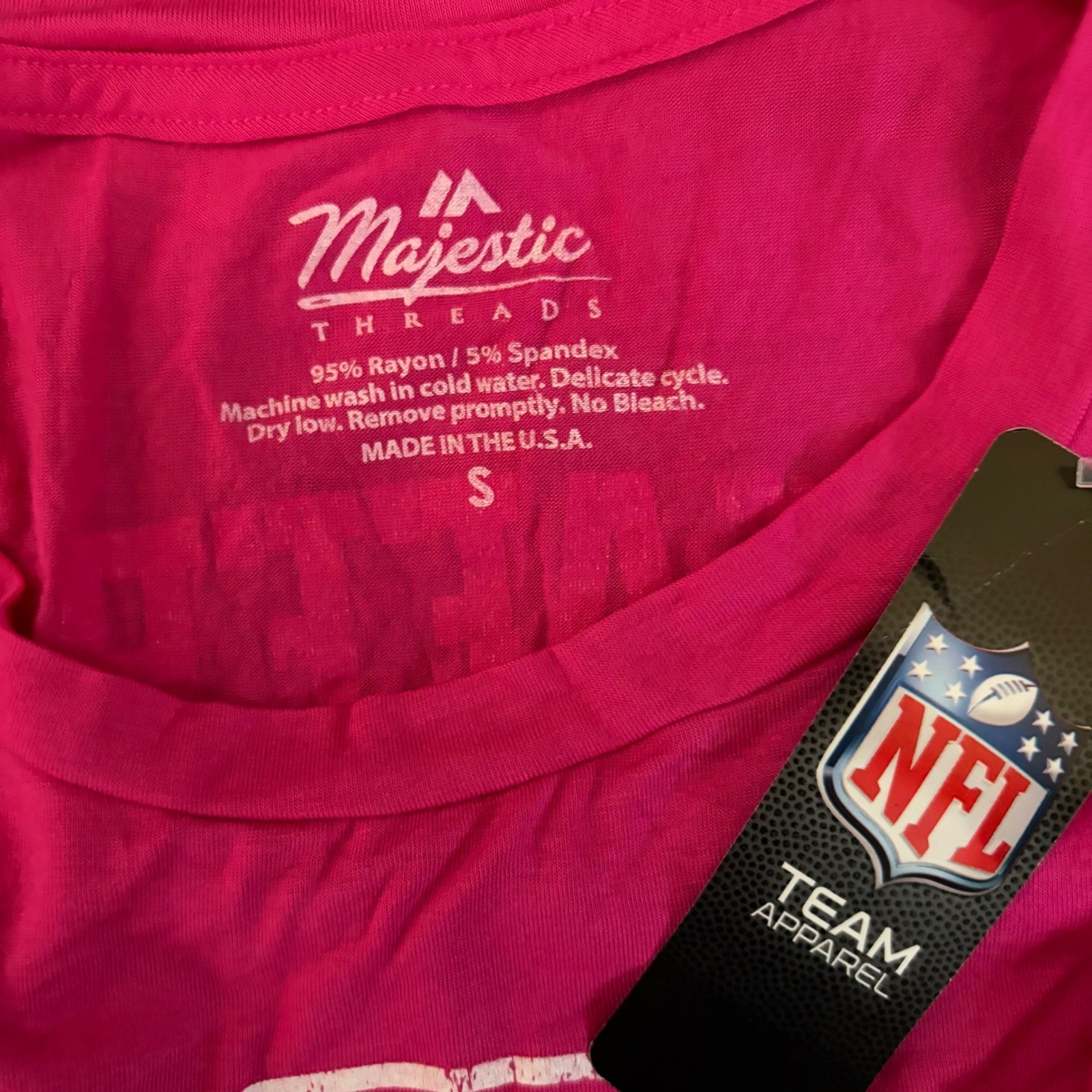 NWT Majestic Threads 49ers Christian McCaffrey Pink T-Shirt Womens S