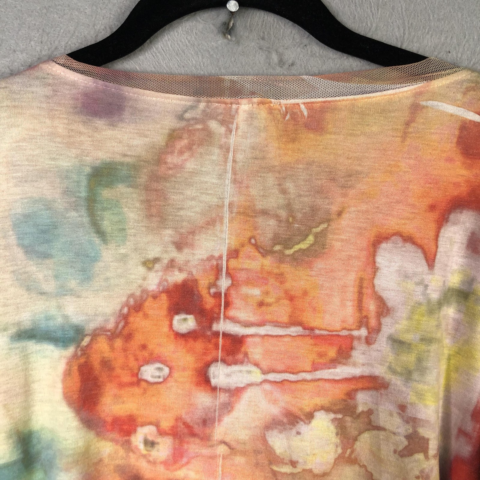 Abstract Art Top Womens S Multicolor Watercolor Tunic Rhinestone Art Boho