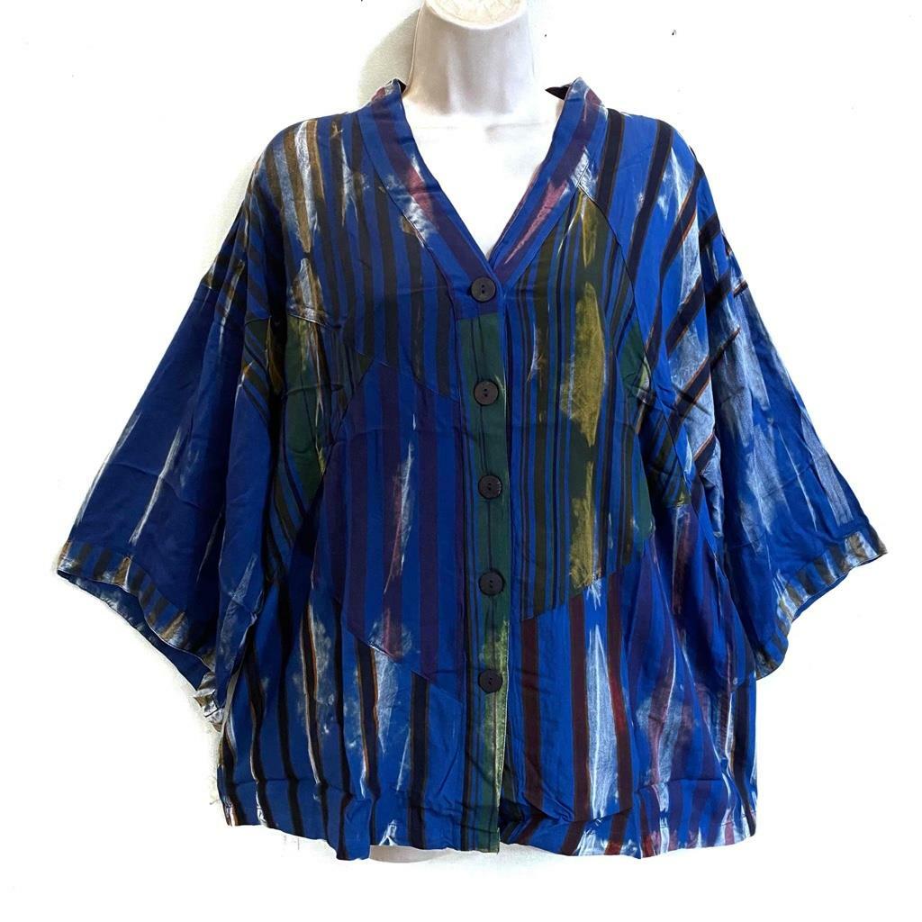 Sacred Threads Bust 50 Hippie Boho Oversized Patchwork Tie Dye Kimono Top 220215