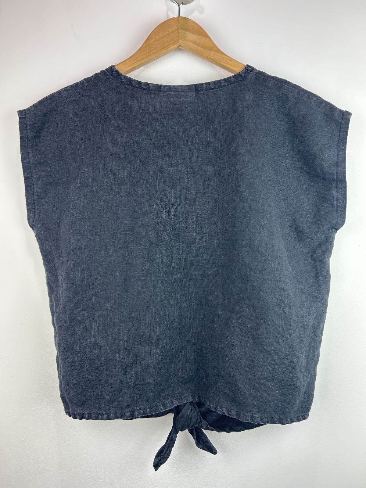 ONLY CHILD Luzon Tie Front Top Cropped100% Linen Garmentory $140 in Black sz S