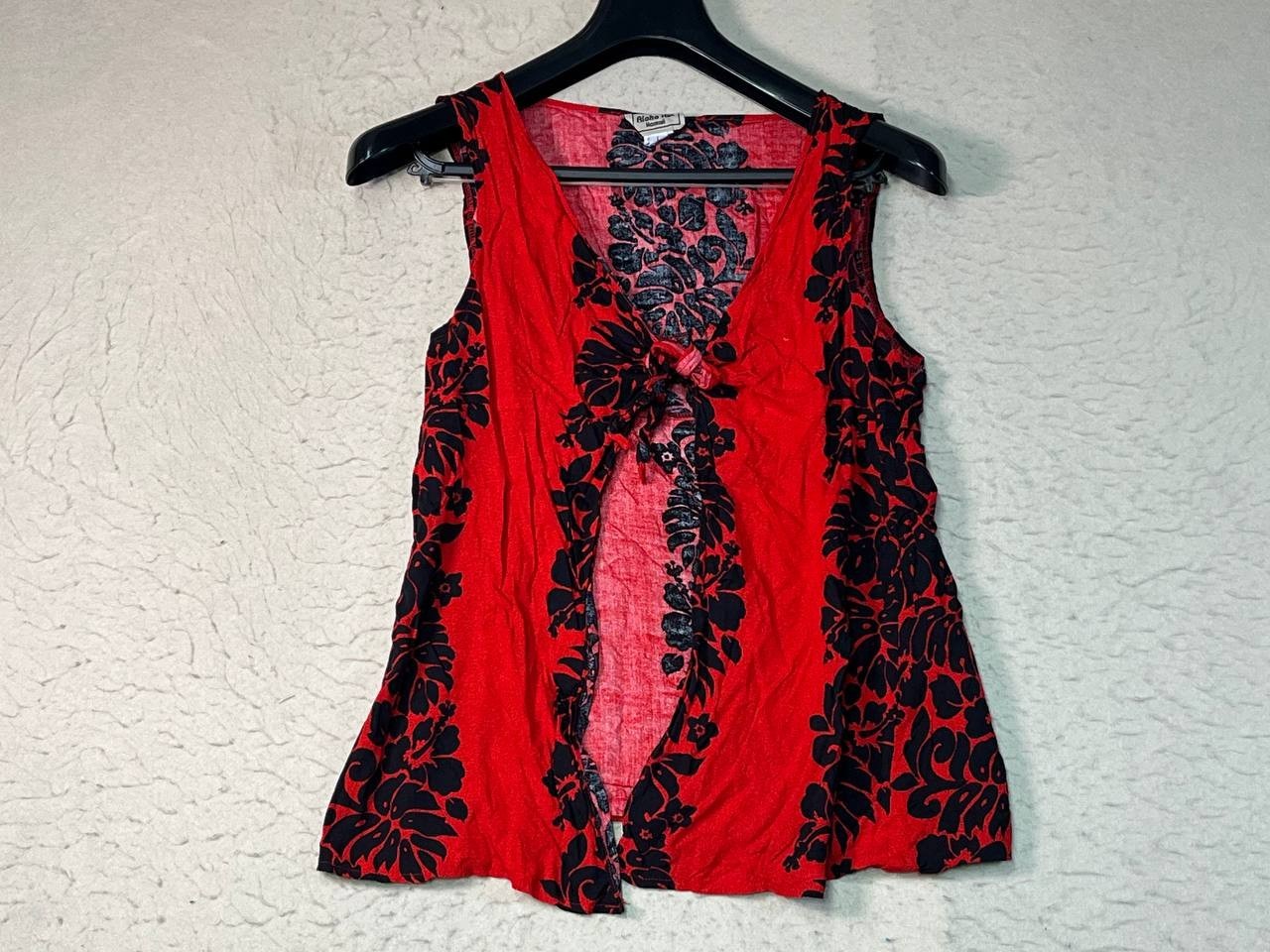 Aloha Hut Butterfly Vest Womens L Red Festival