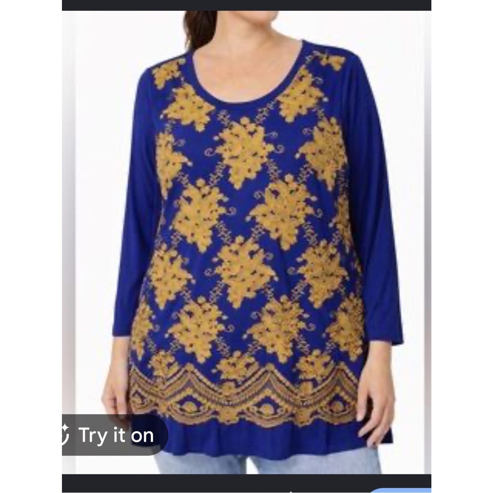 Logo Lavish by Lori Goldstein Embroidered Tunic Top XL