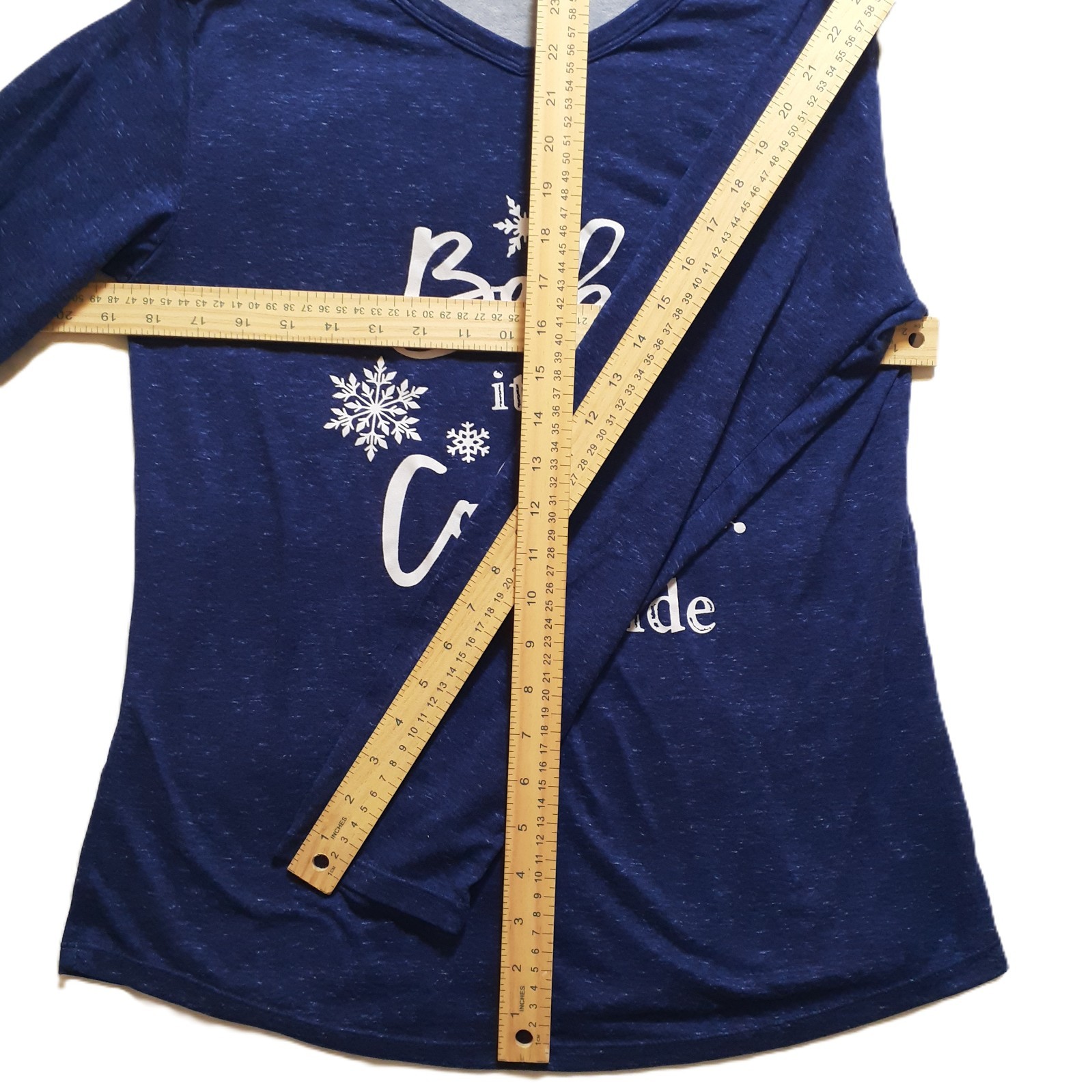 Fashion by Marabeau Women Long-Sleeve Shirt Size M Blue “Baby It’s Cold Outside”
