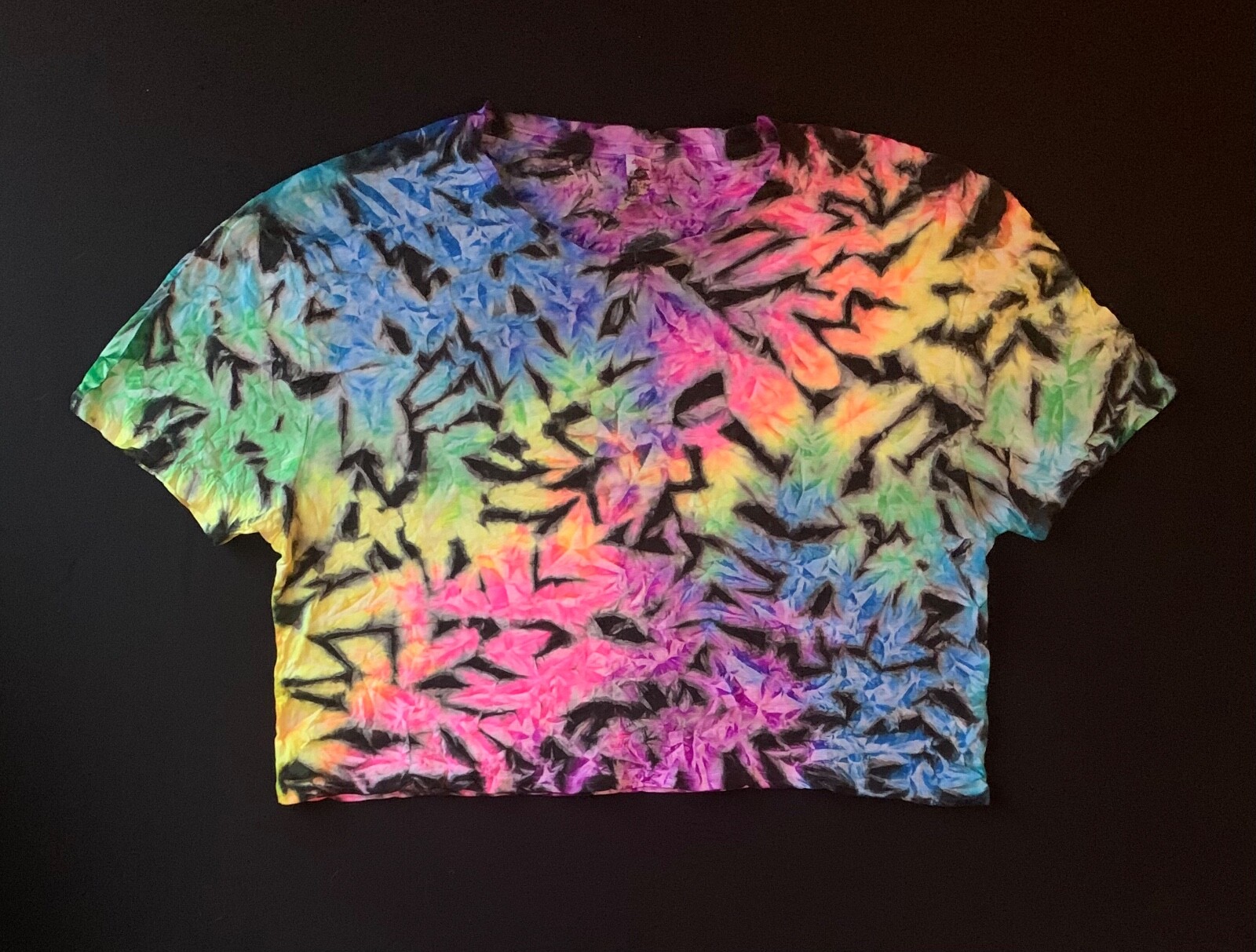 *New* Handmade Tie Dye, Midnight Blast Cruncht Crinkle, Crop T, All Sizes