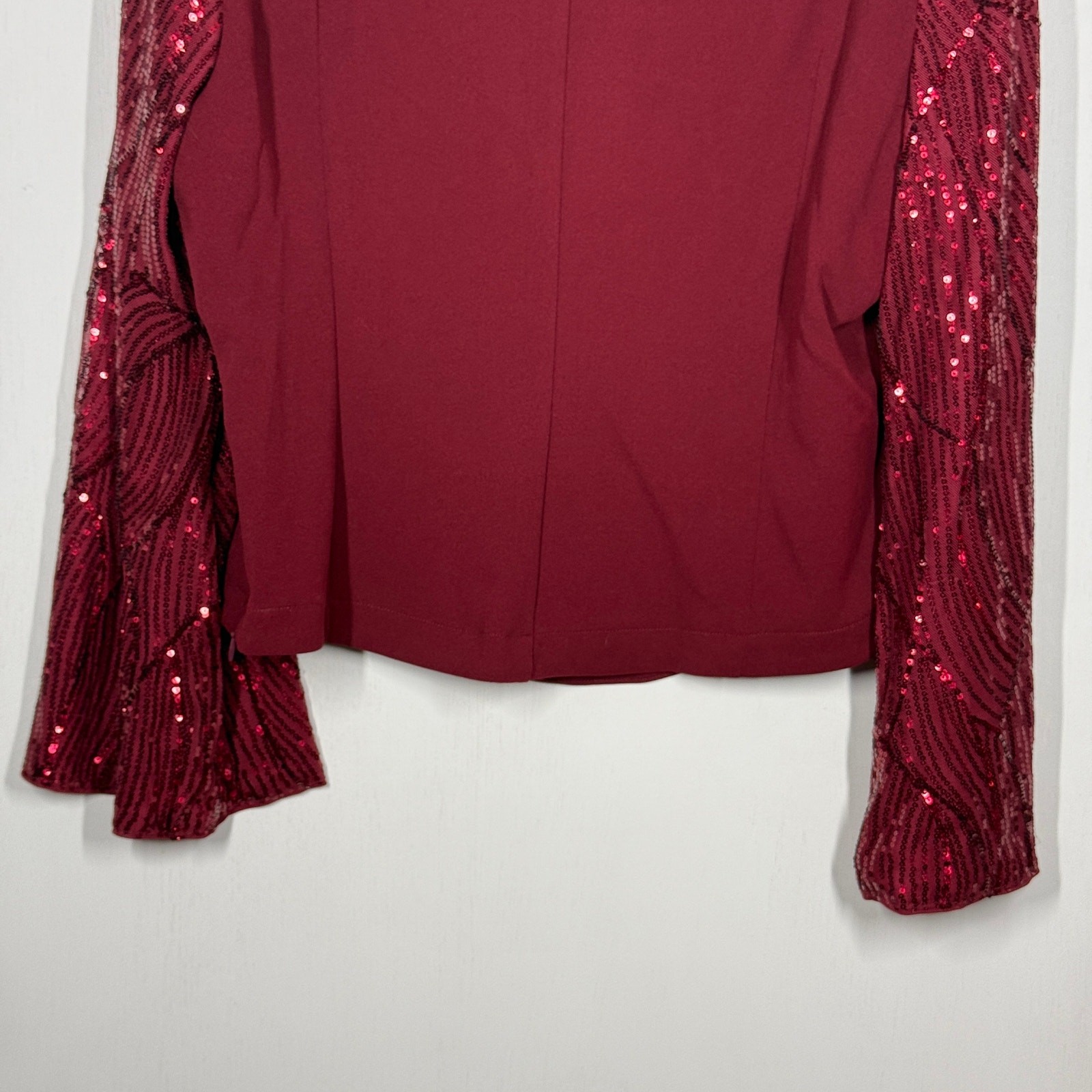 Grace Karin Sequin Sleeve Top Womens Plus Size 2XL Burgundy Sparkle Shimmer
