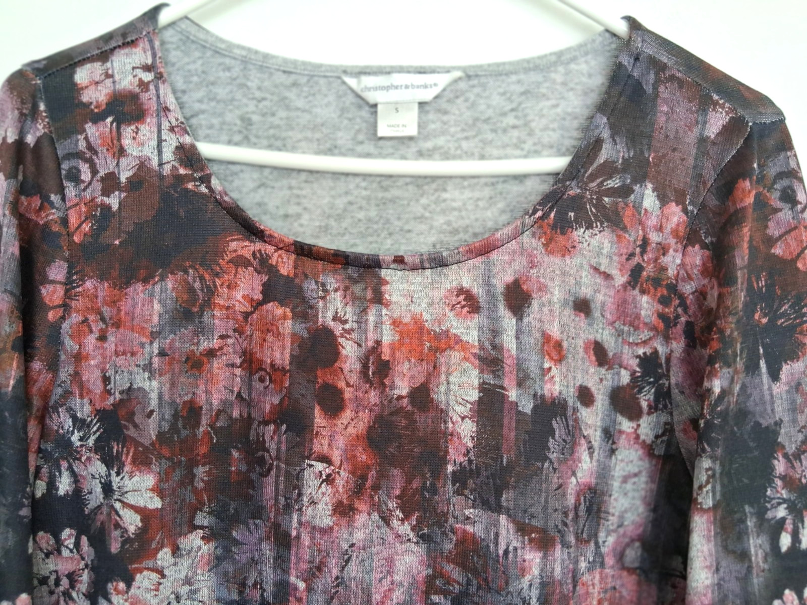 Size S multi color blouse in gray, pink, black & purple. Excellent condition