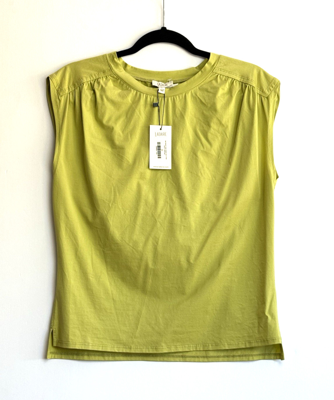 LADAIRE Mel Stretch Cotton Sateen Top Palm Green Sleeveless Crew Large NWT NEW